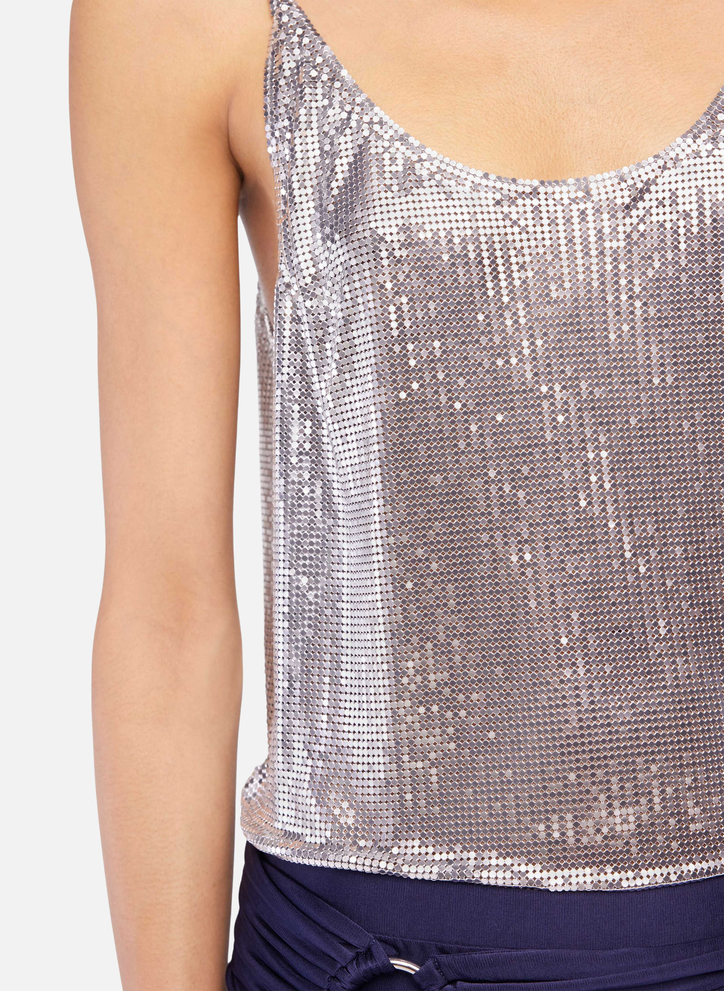 Débardeur en mesh RABANNE Argent