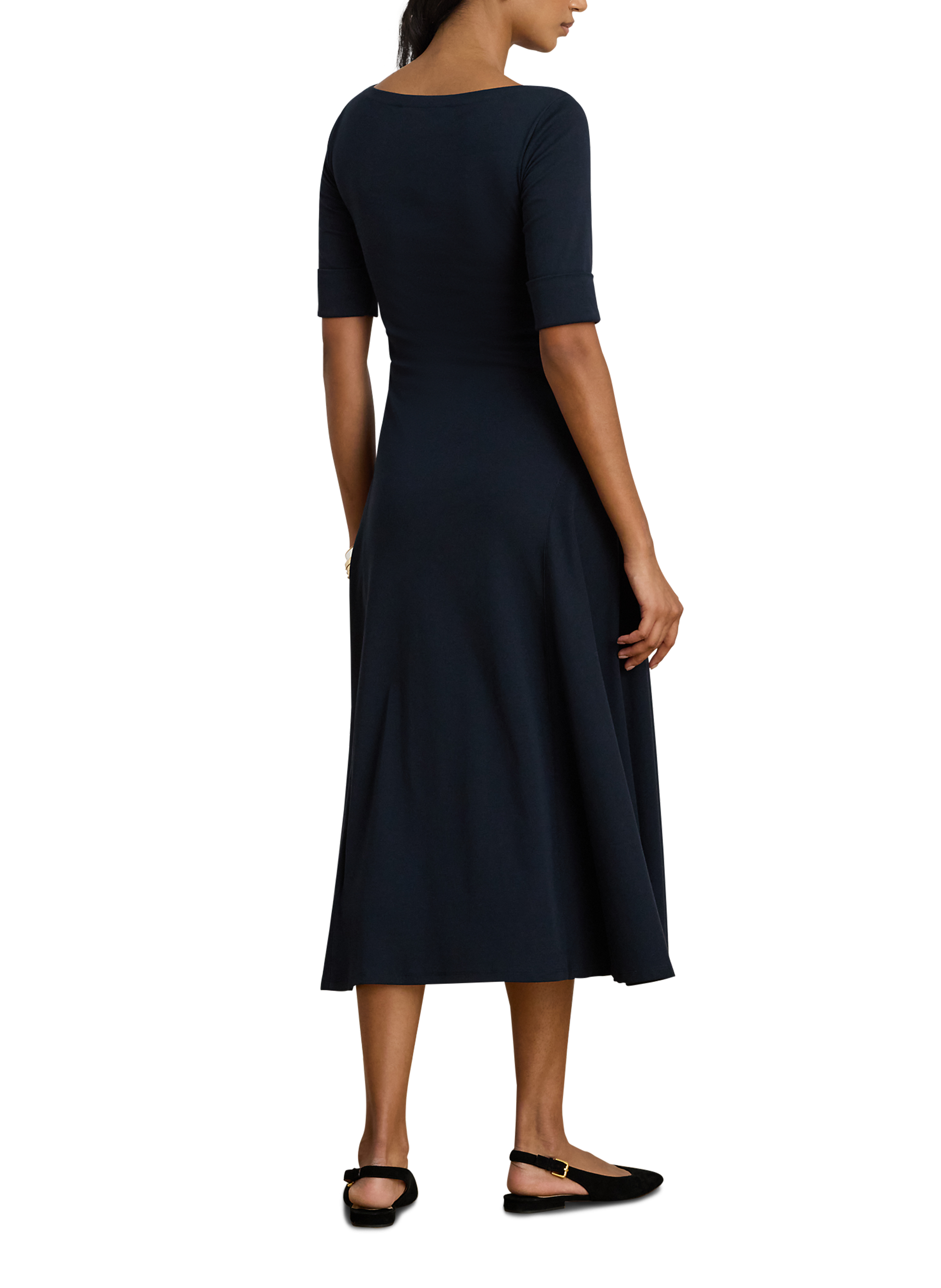 Flared cotton dress LAUREN Blue