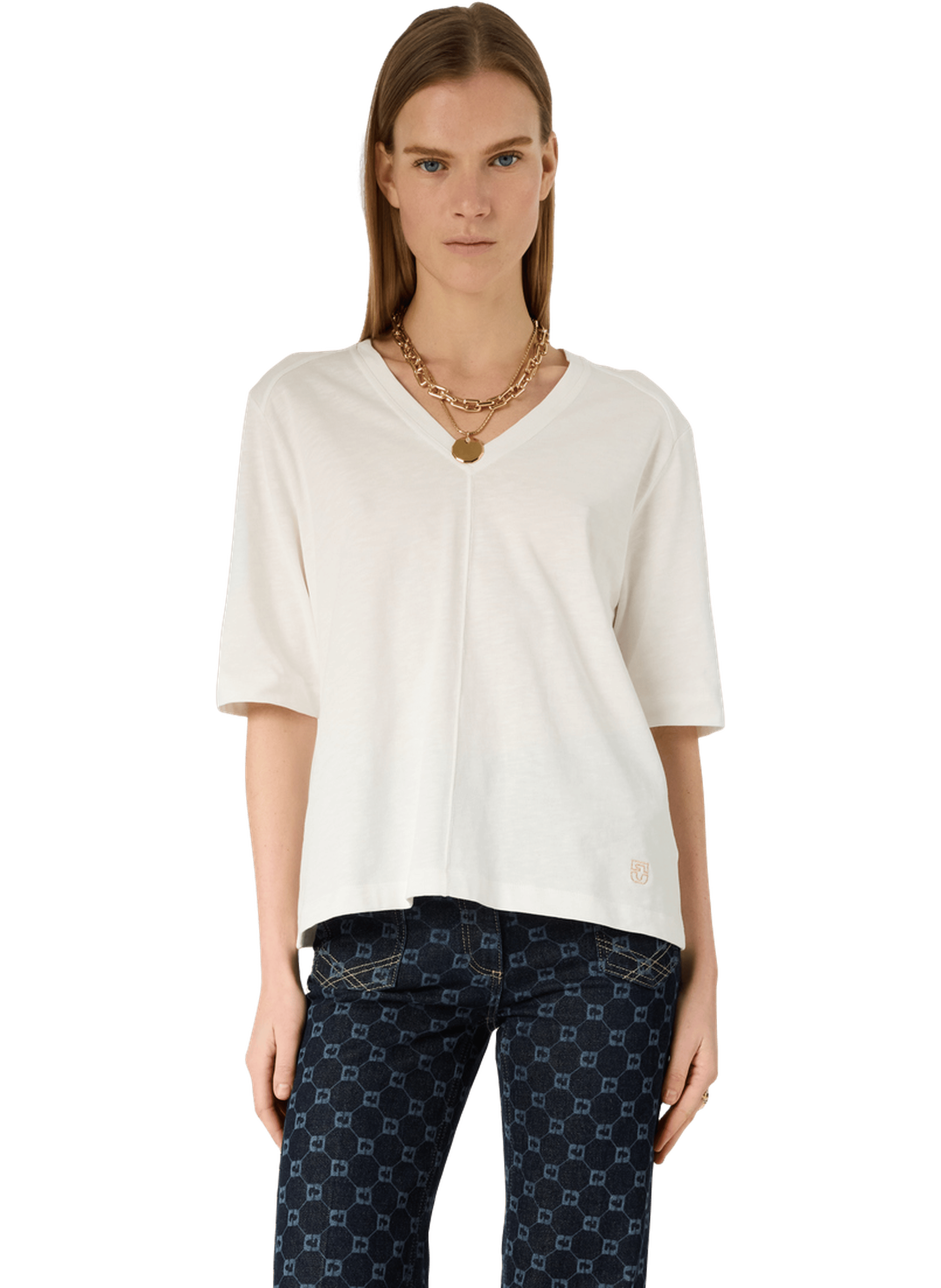 T-shirt V en coton - MARISA GERARD DAREL Blanc