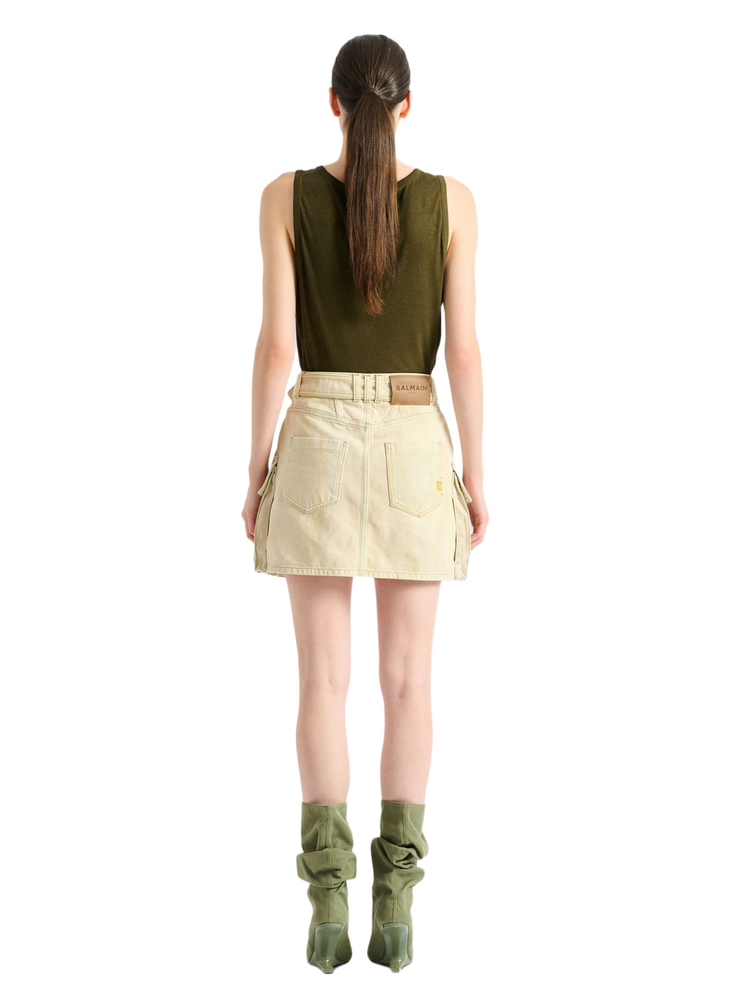 Jupe en denim délavé BALMAIN Beige