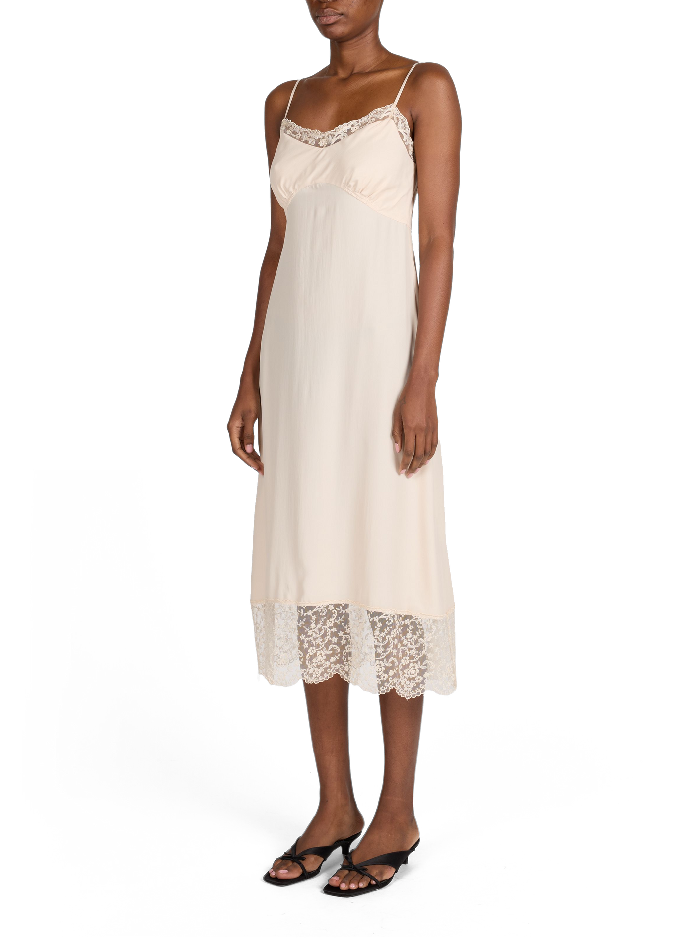 Dress with lace trim slip dress with floral pattern SIMONE ROCHA Beige
