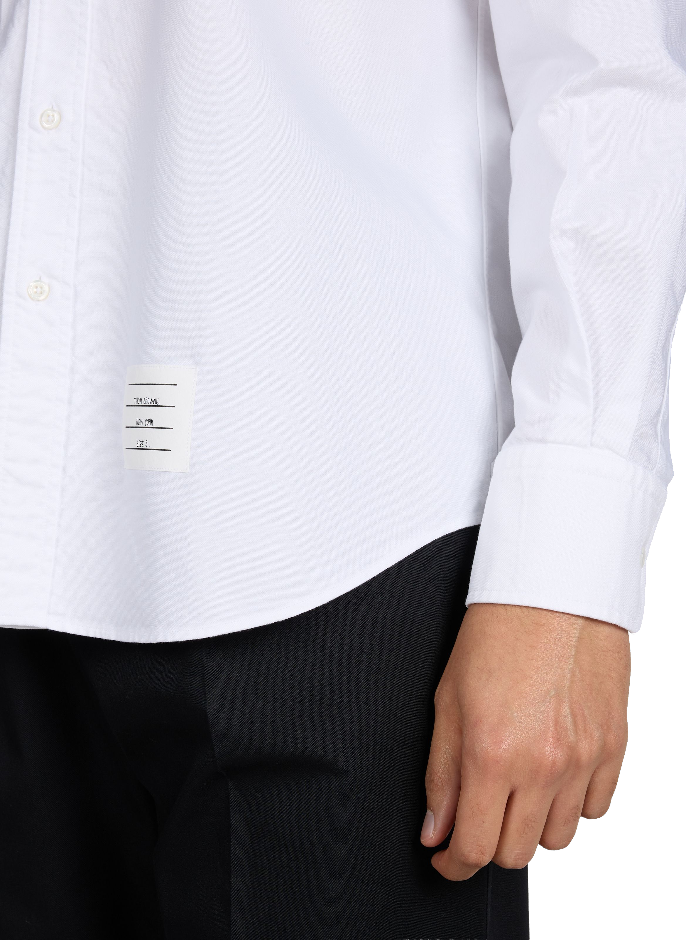 Chemise droite unie en coton THOM BROWNE Blanc
