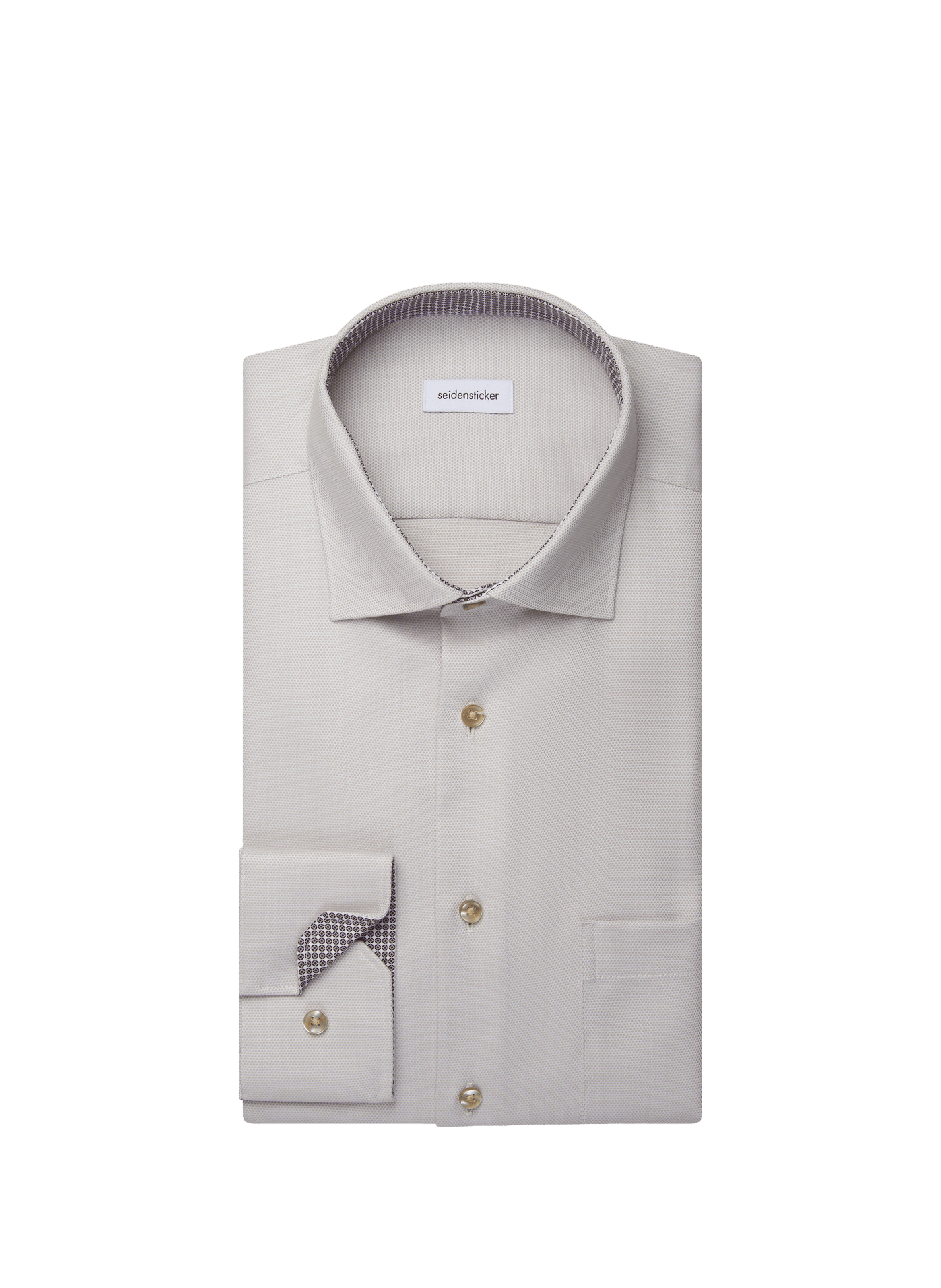 Chemise droite à poche en coton SEIDENSTICKER Beige