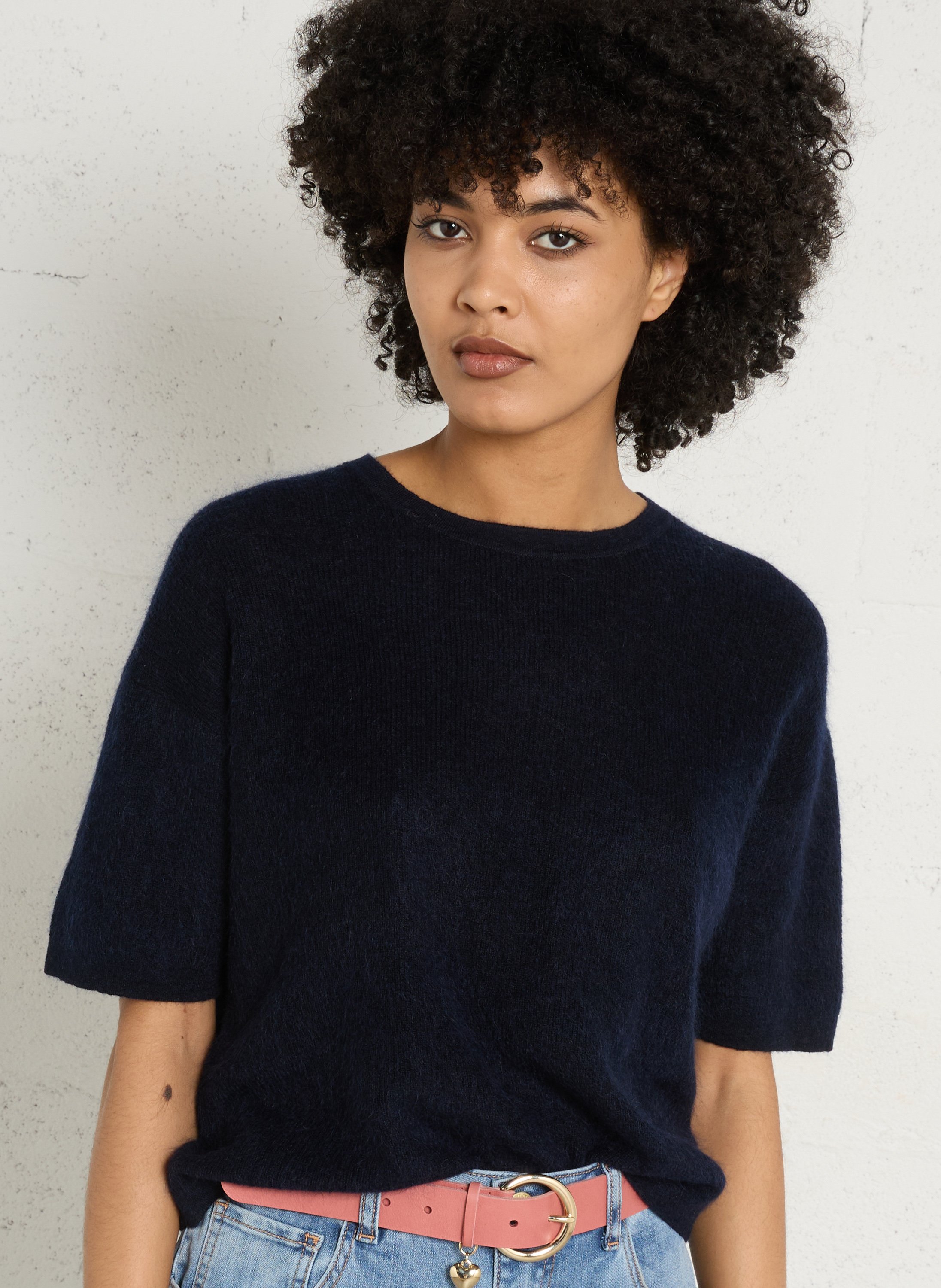 Pull col rond en mohair mélangé paolo bis MAISON 123 Bleu