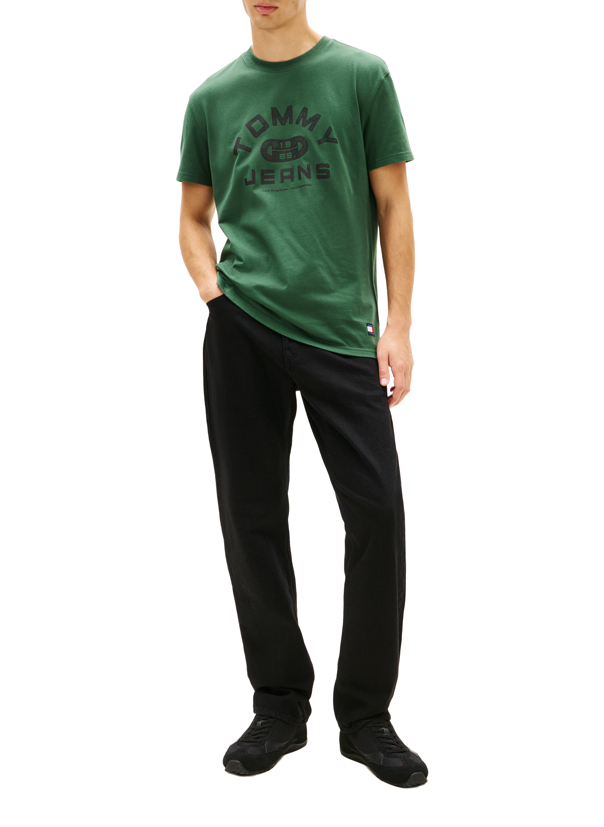 Straight printed cotton T-shirt TOMMY HILFIGER Green