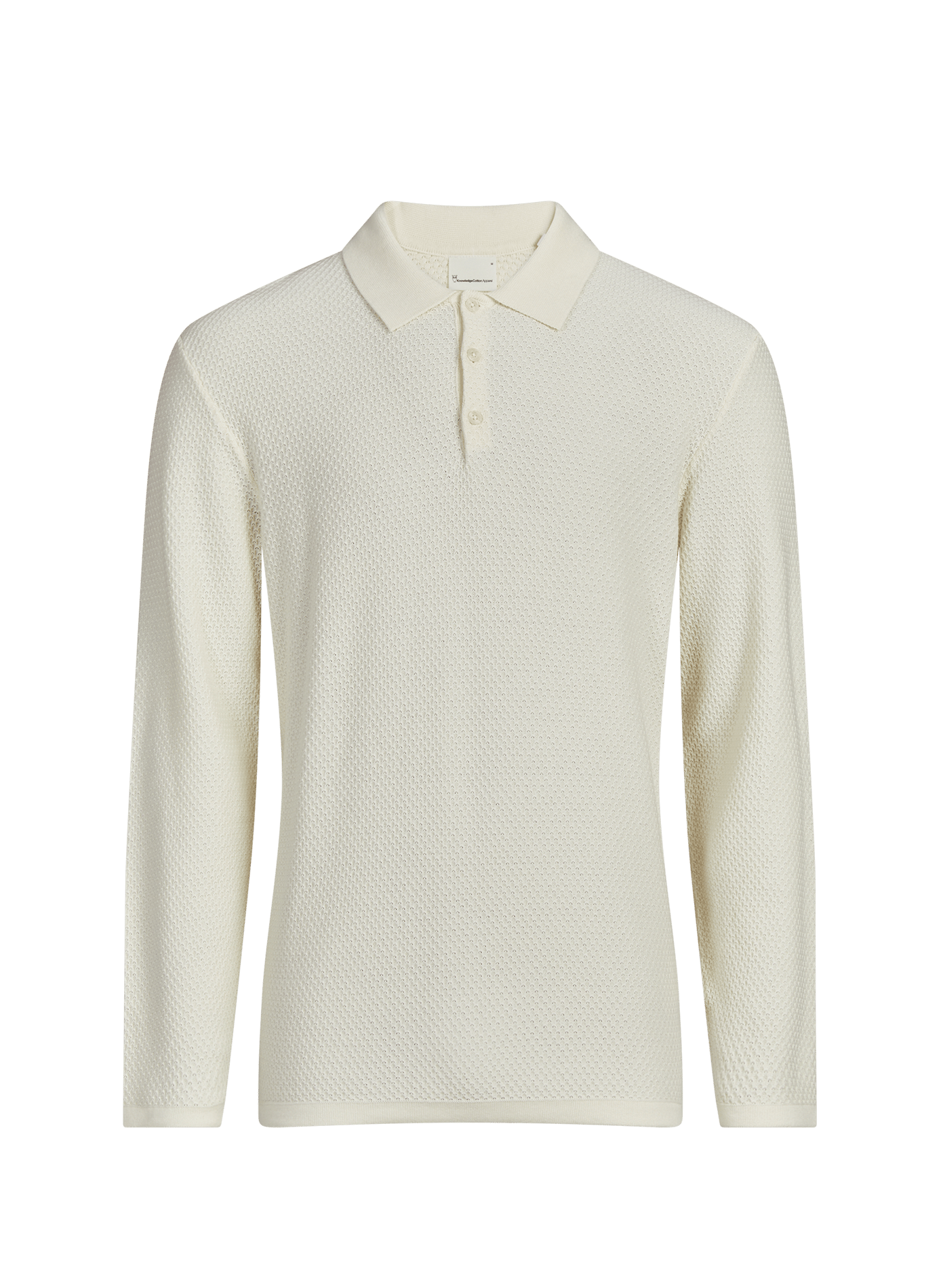 Textured Long Sleeve Polo KNOWLEDGE COTTON Beige