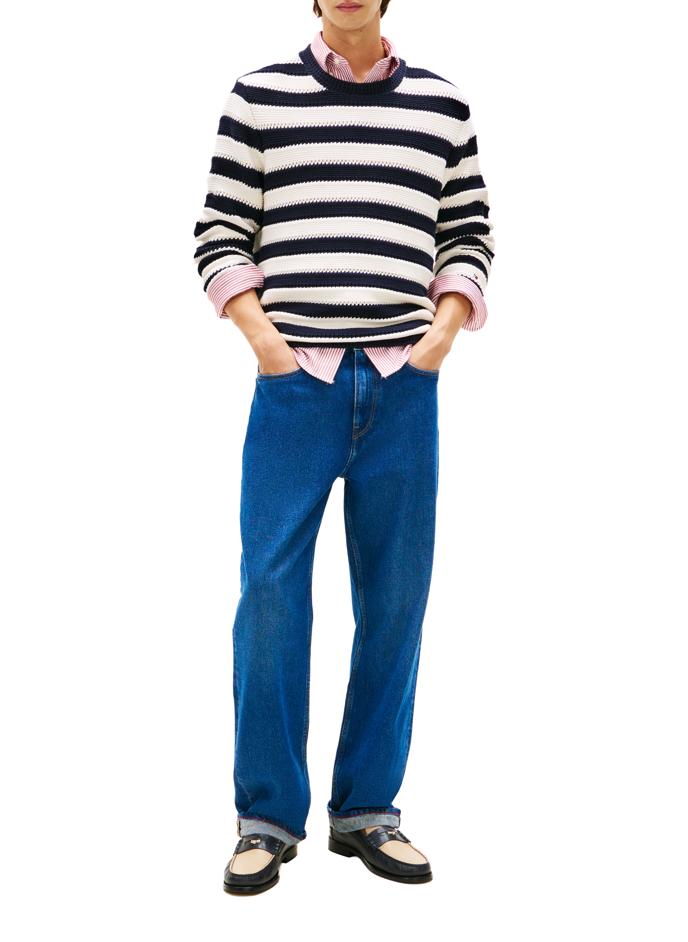 Straight Striped Cotton Sweater TOMMY HILFIGER Blue
