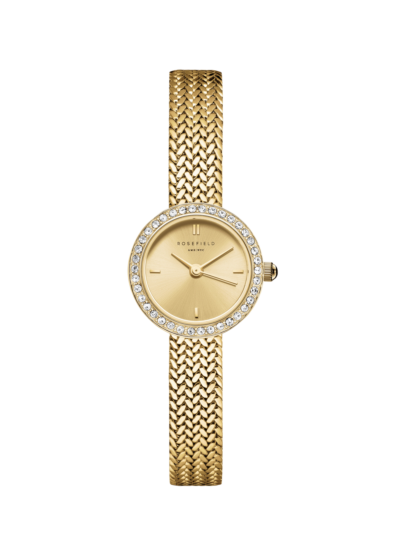 Montre analogiques à cristaux en acier inoxydable ROSEFIELD Doré