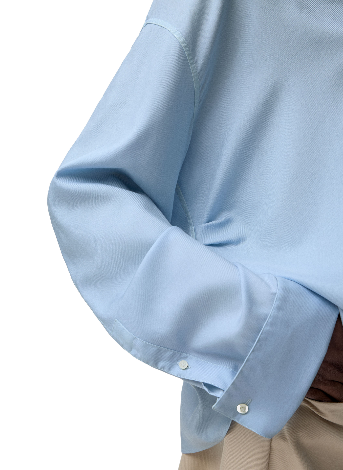 Chemise drapée en laine et soie LOEWE Bleu
