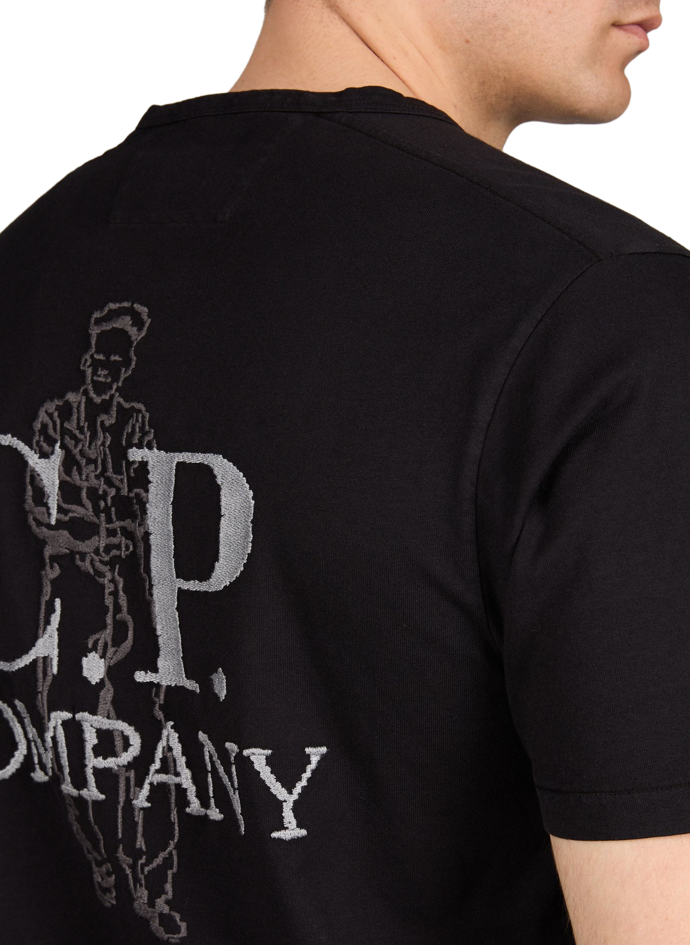Gerader Baumwoll-T-Shirt CP COMPANY Schwarz