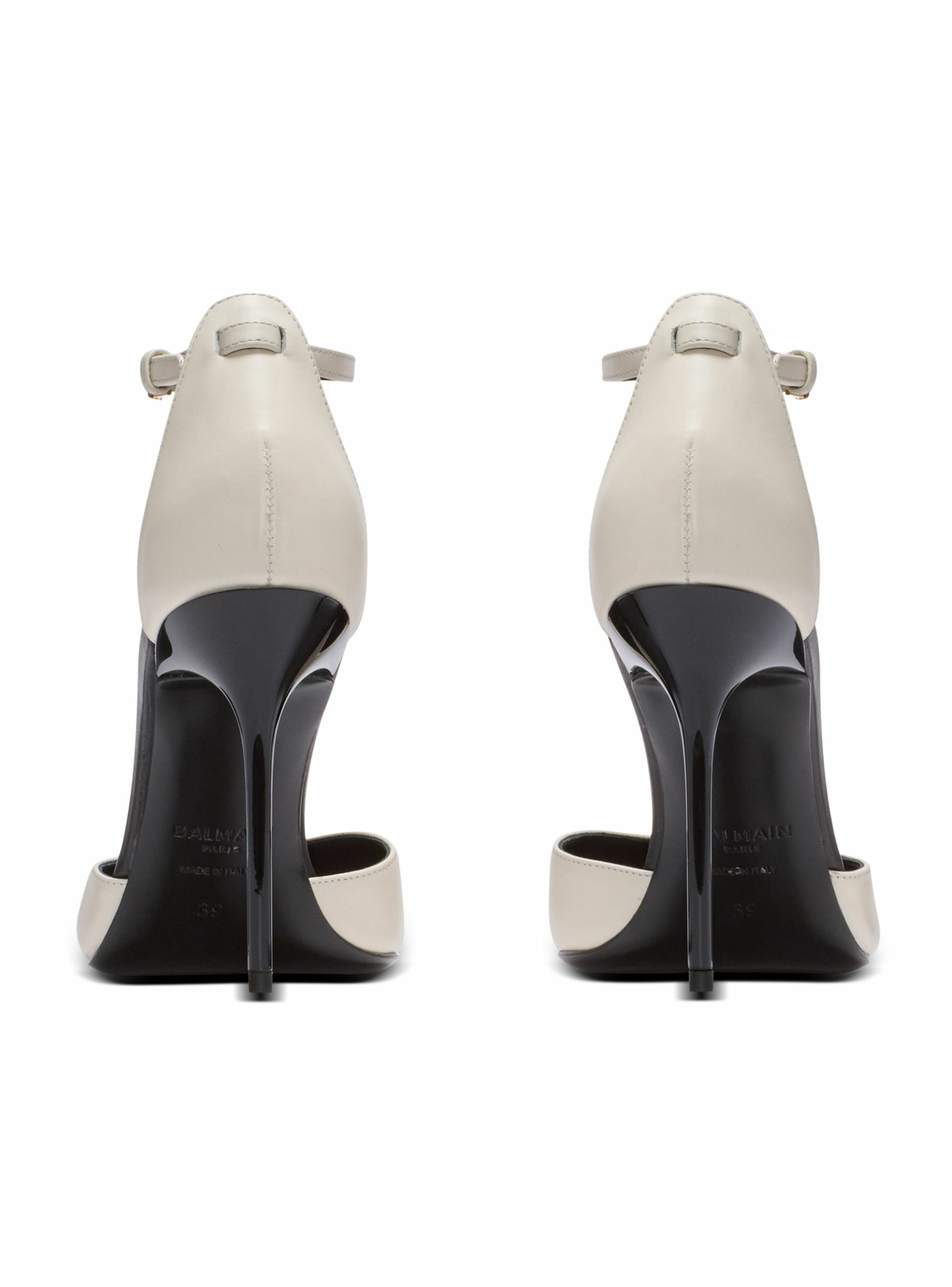 Escarpins sync en cuir à bout pointu BALMAIN Beige