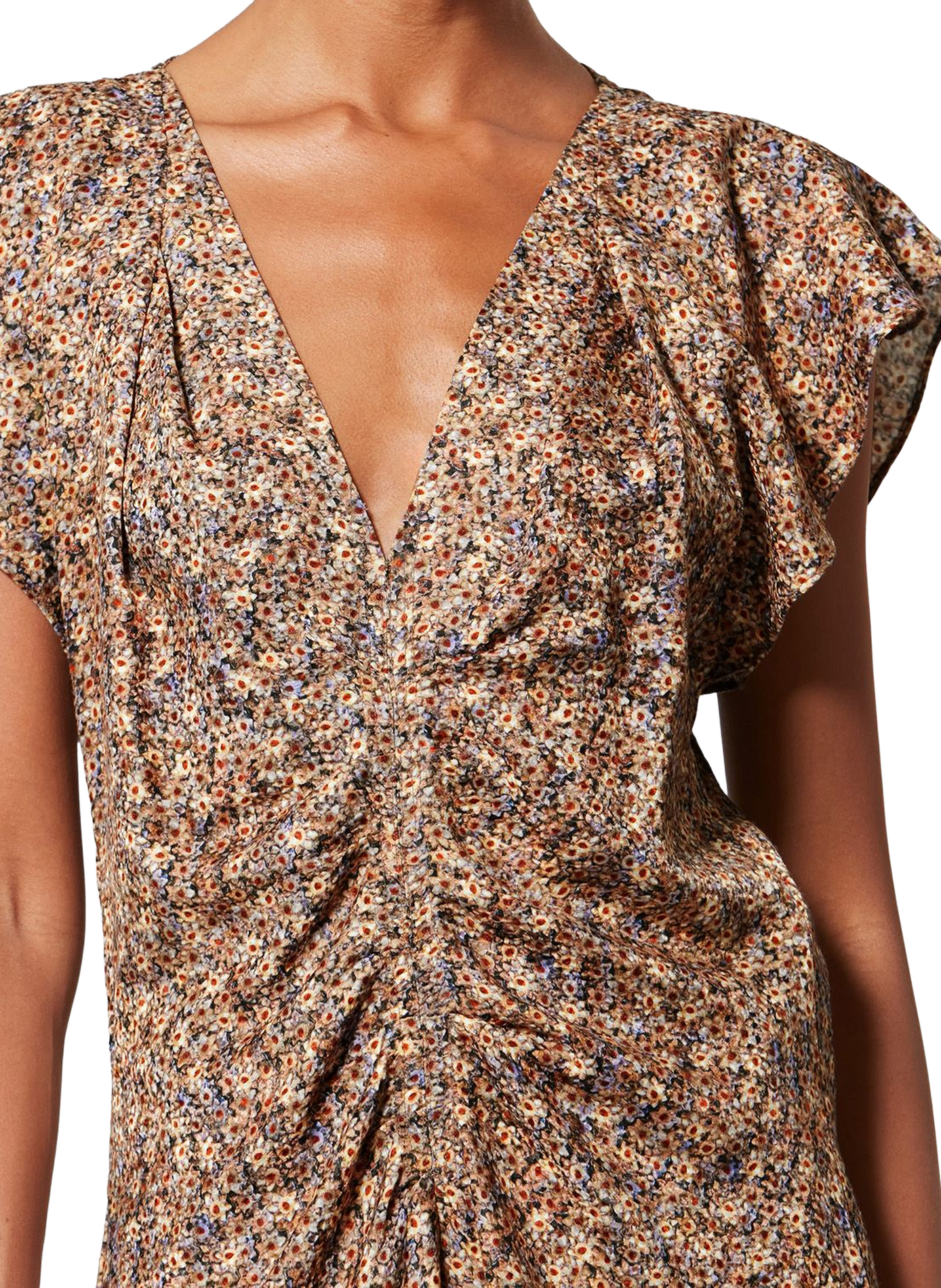 Floral silk jacquard draped top ISABEL MARANT White