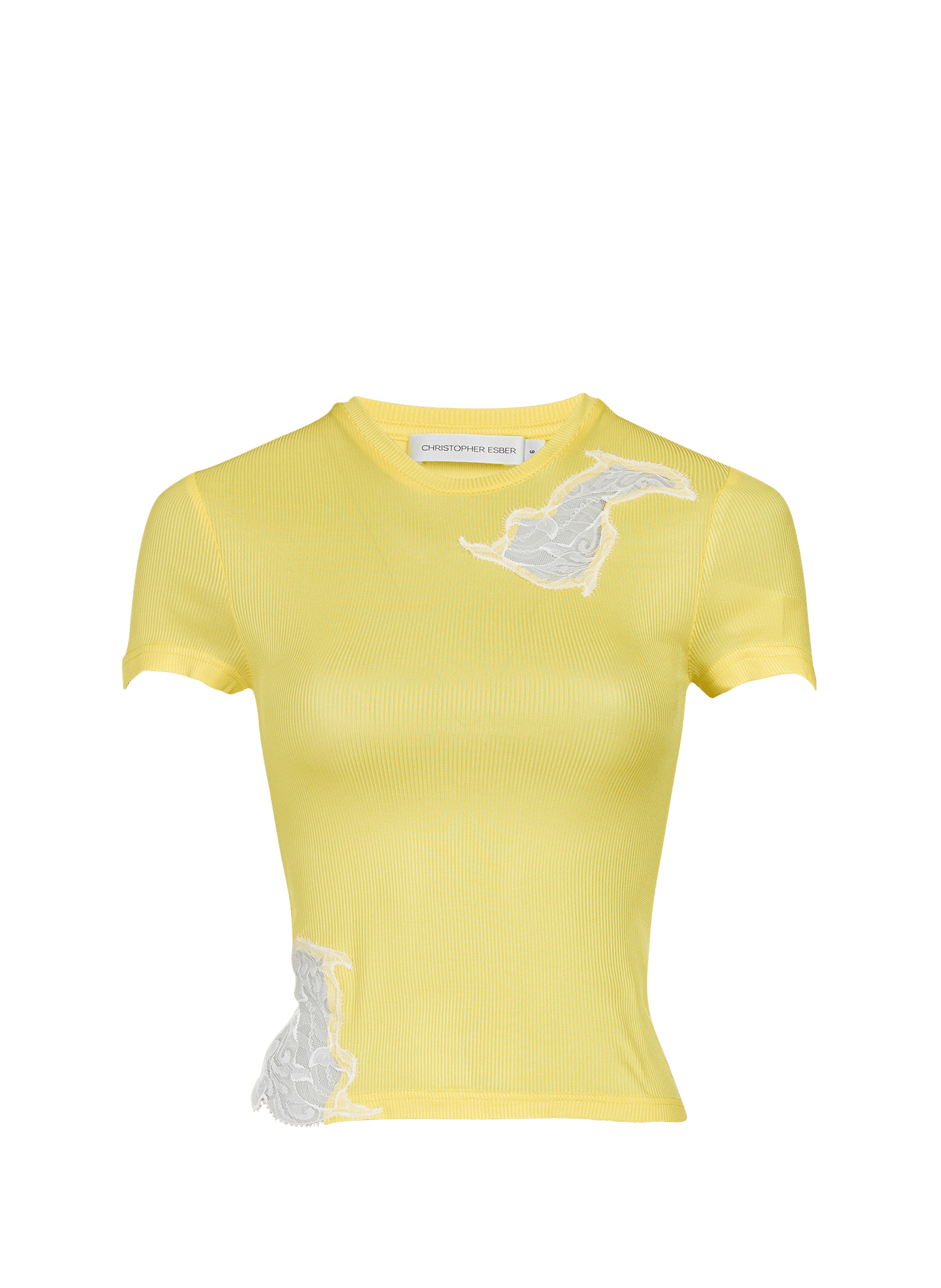T-shirt à empiècements en dentelle  CHRISTOPHER ESBER Jaune