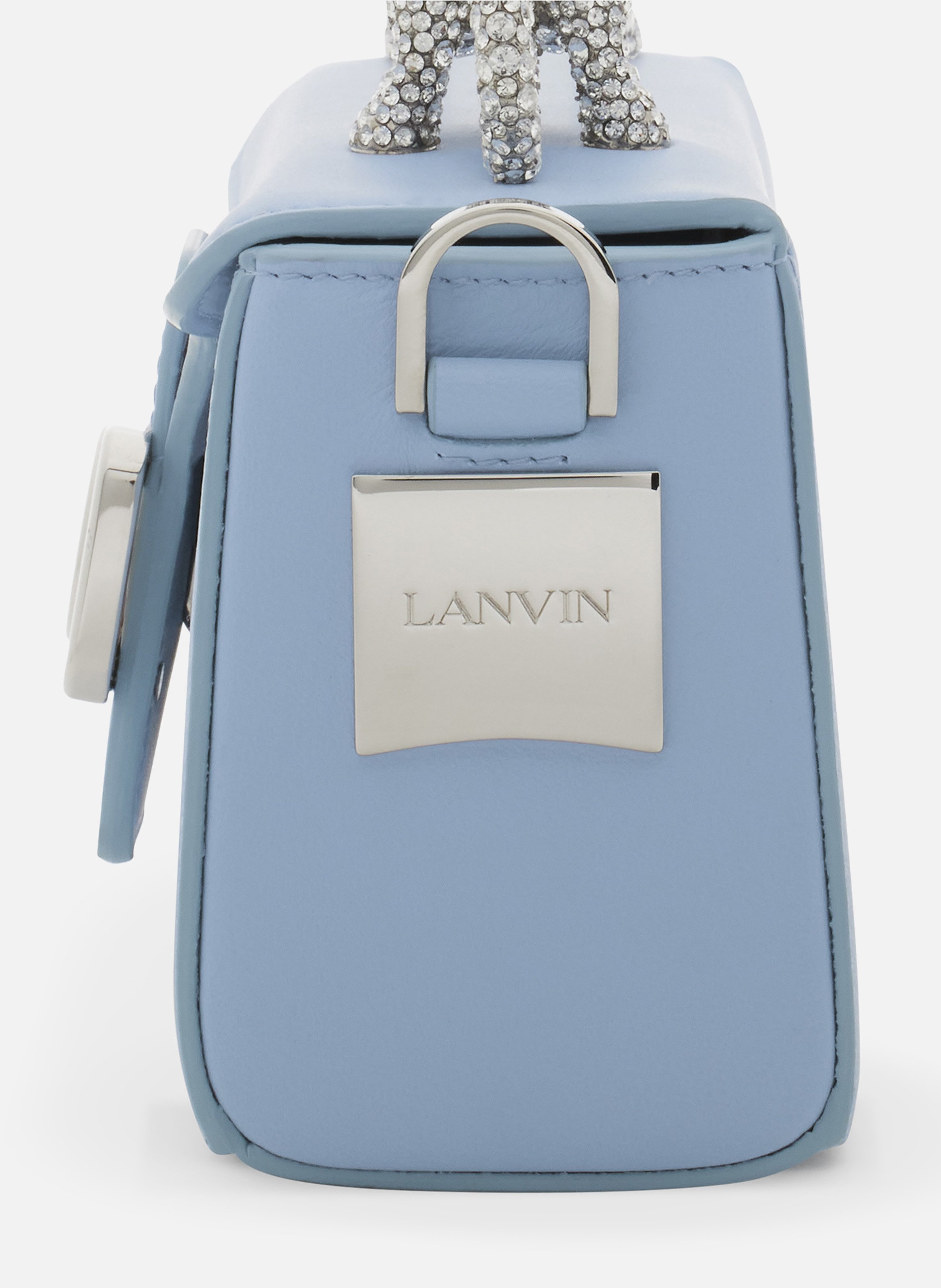 Sac pencil cat nano en cuir et strass LANVIN Bleu