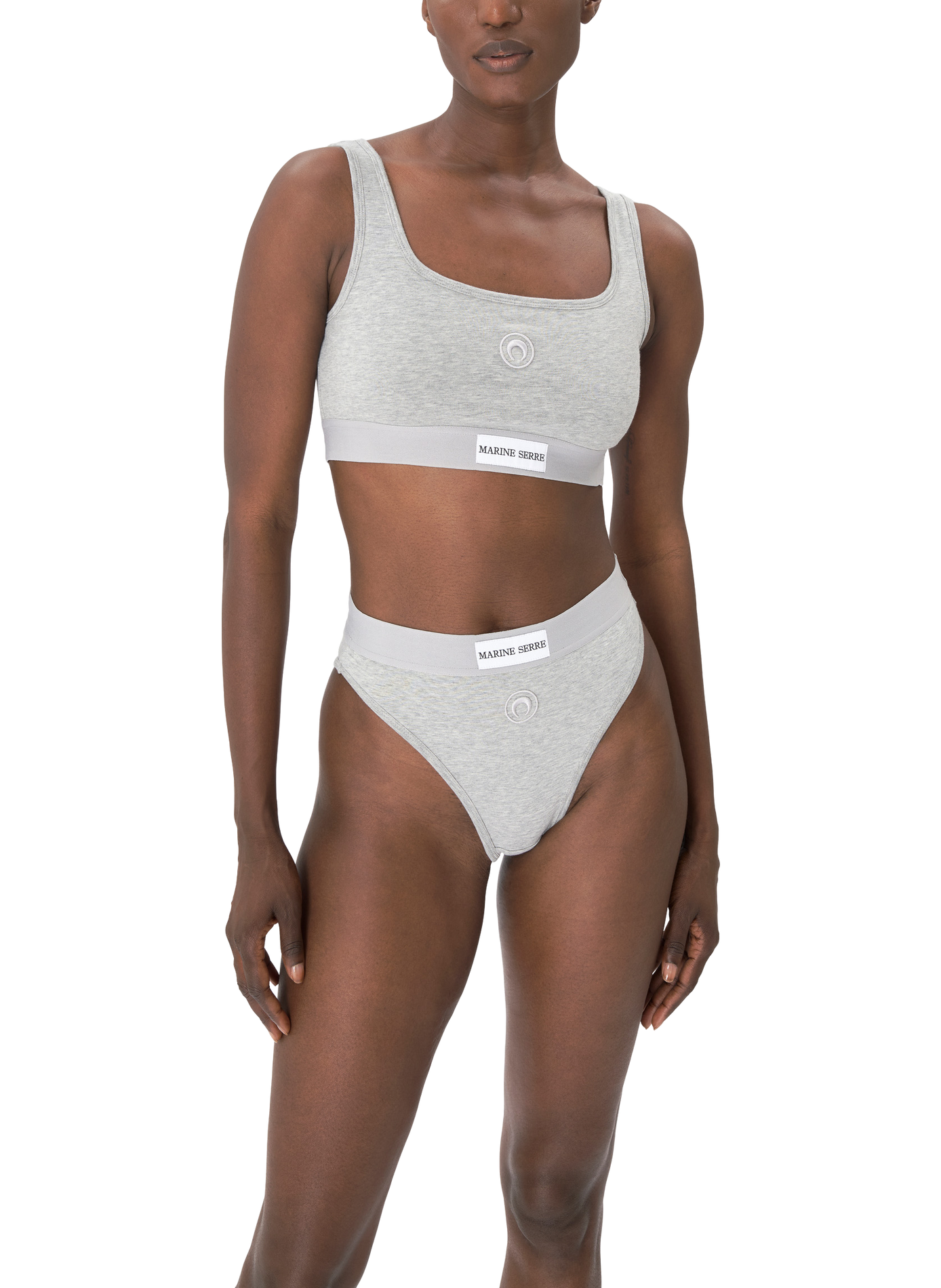 Hoge taille culotte met stretch jersey en maanlogo. MARINE SERRE Grijs