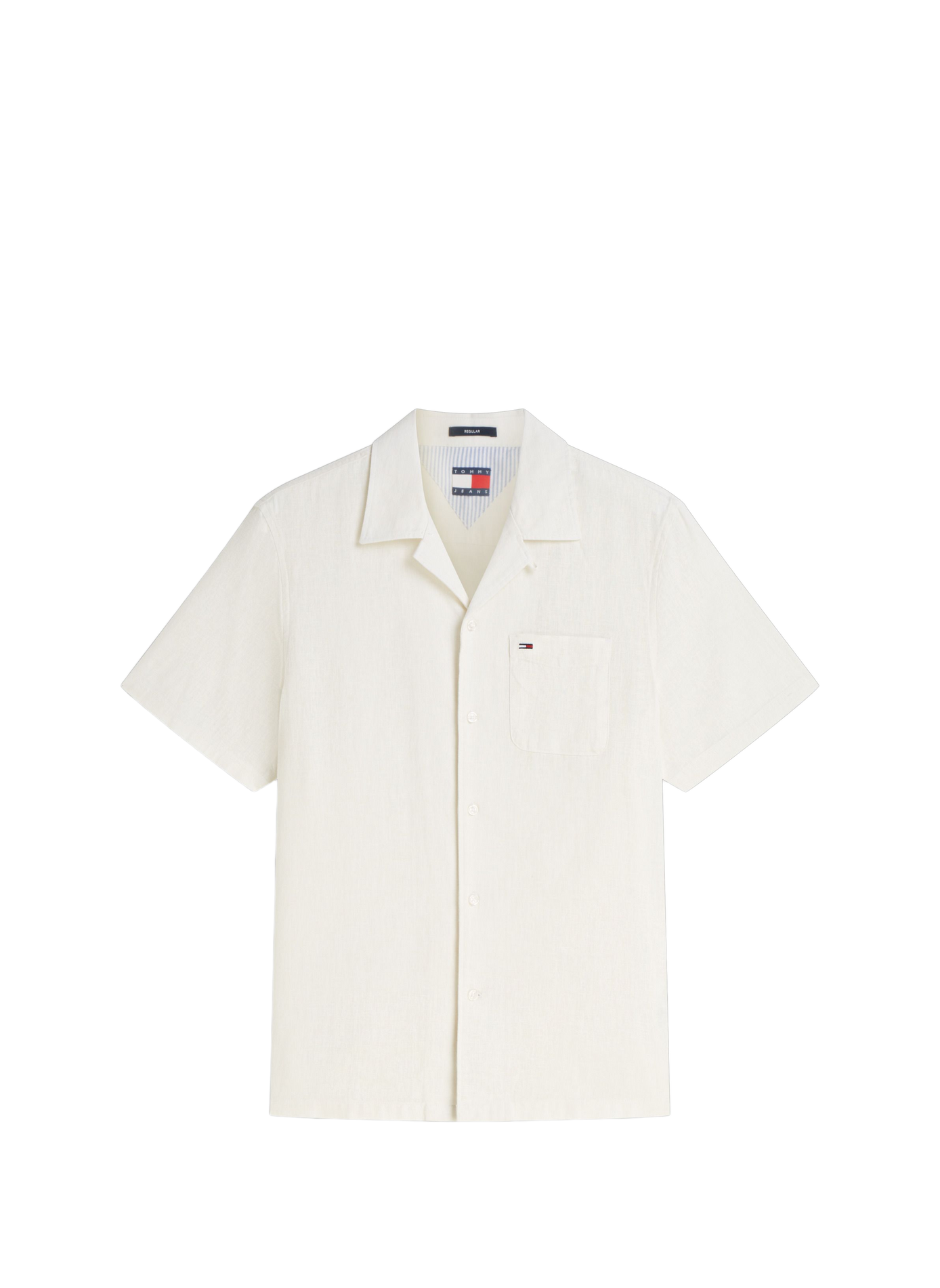 Short-sleeved linen and cotton polo  Ecru