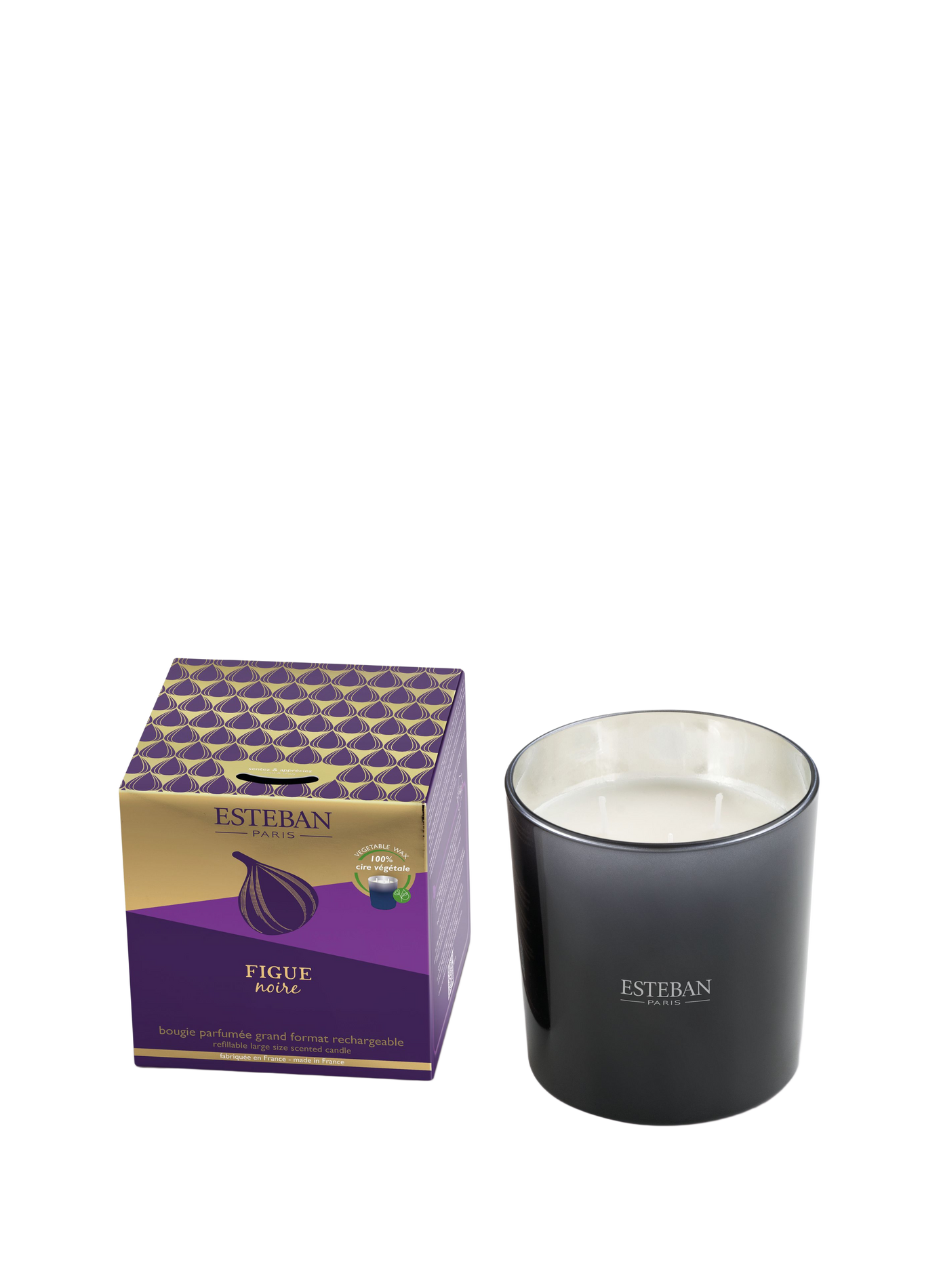 Bougie parfumée rechargeable Figue Noire 450 g ESTEBAN Violet