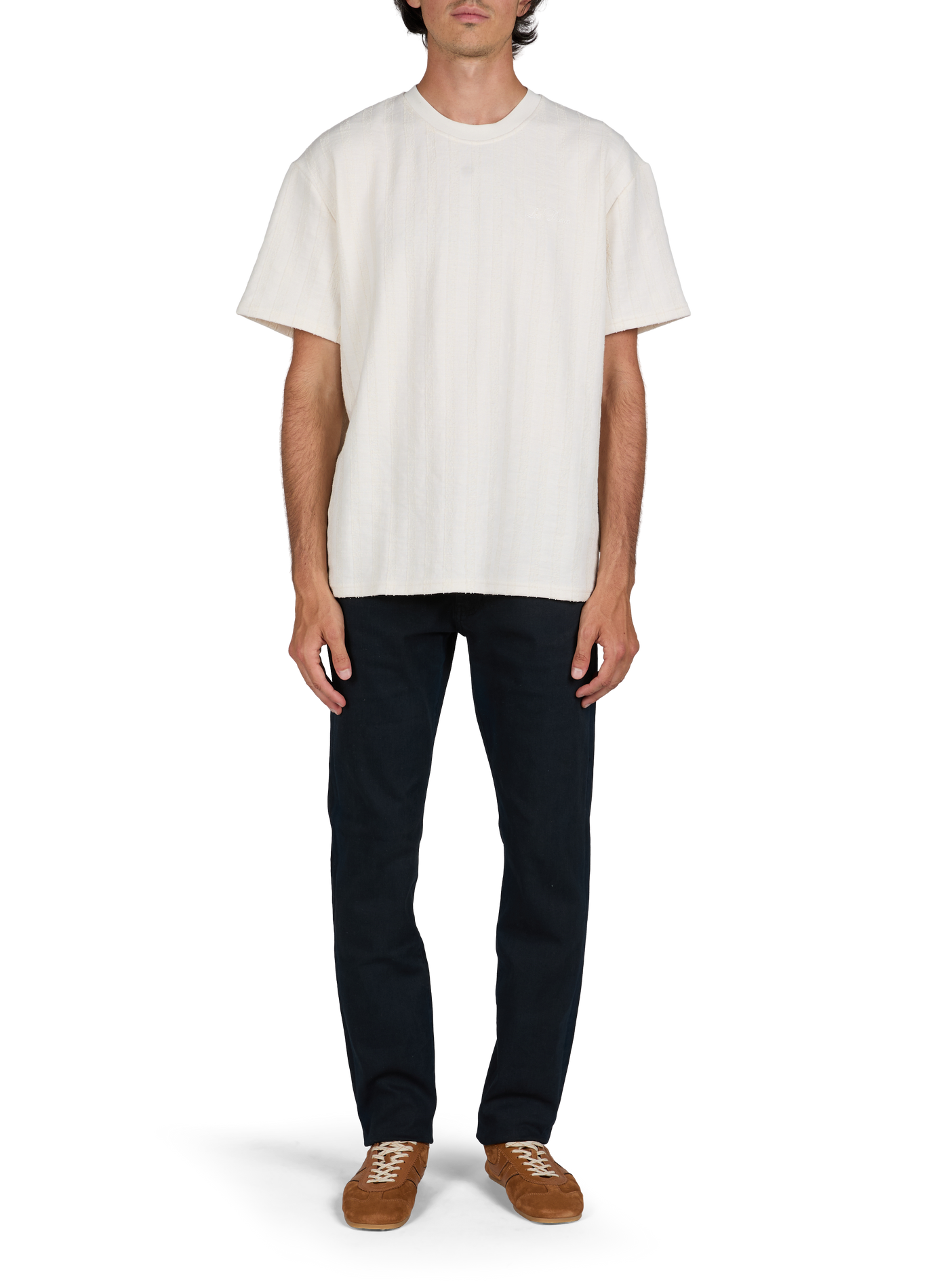 Straight T-shirt with jacquard stripes LES DEUX White
