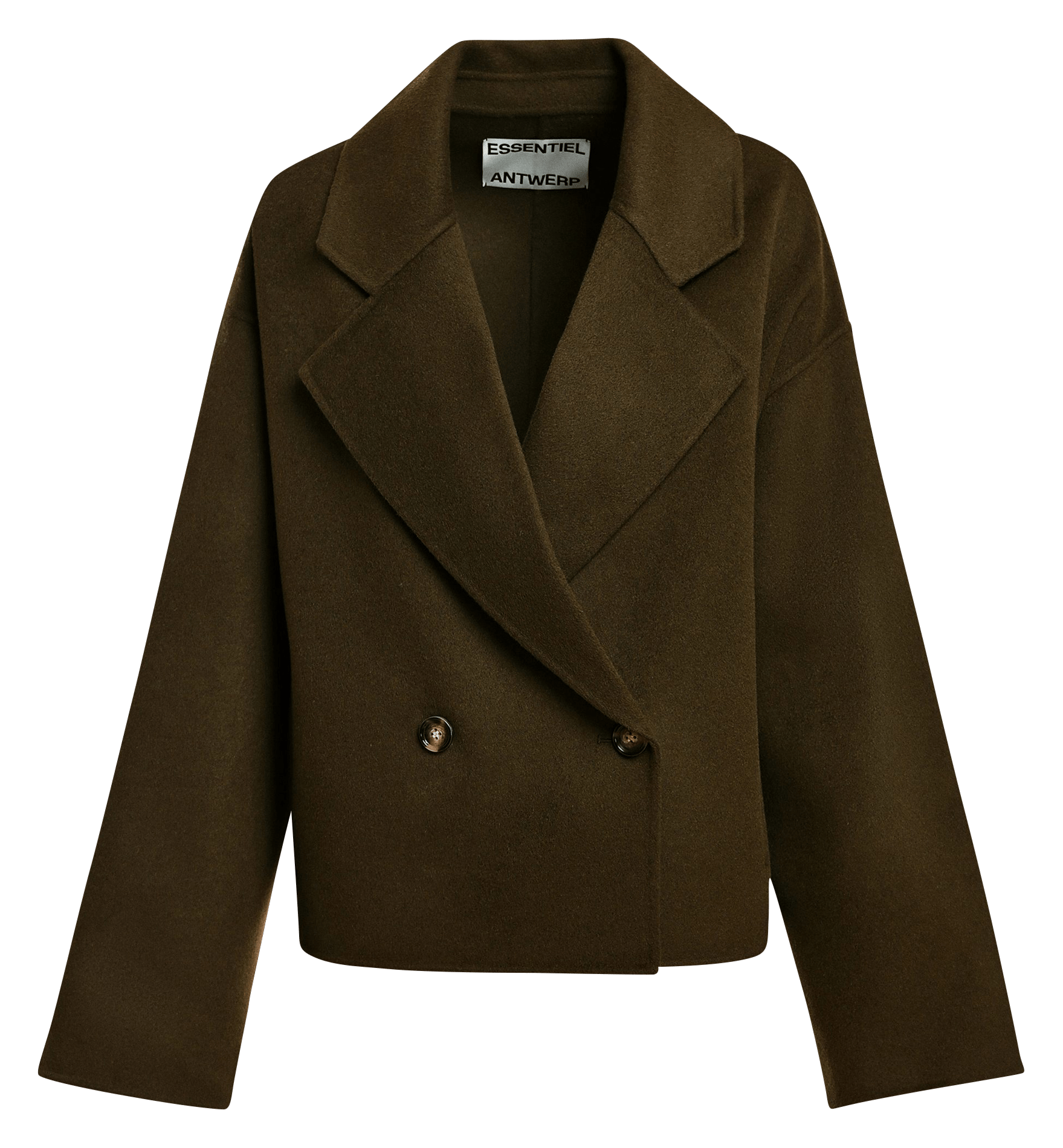 Veste droite à double boutonnage en laine mélangée kombu ESSENTIEL ANTWERP Vert