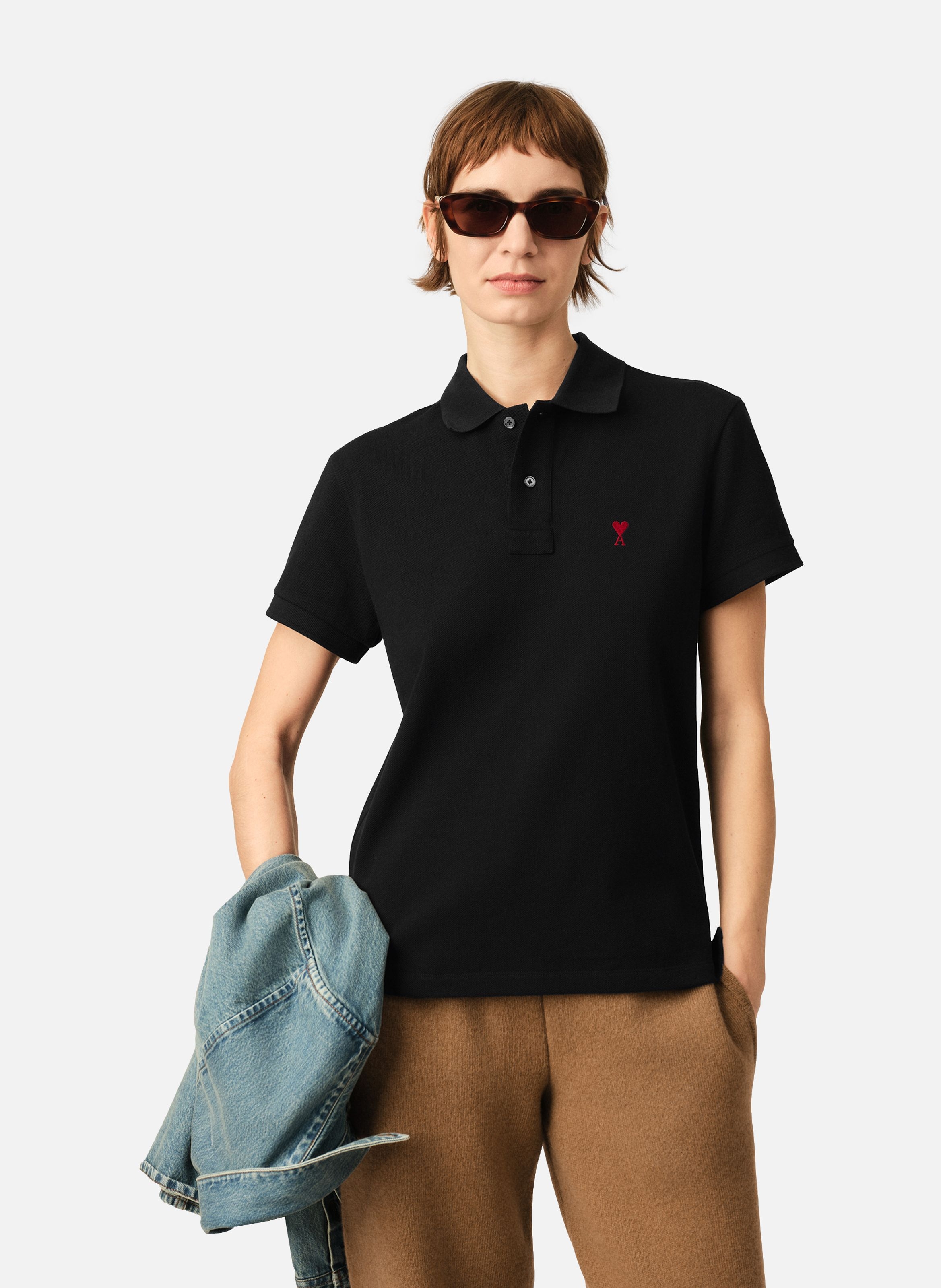 Polo ami de coeur unisexe AMI PARIS Noir