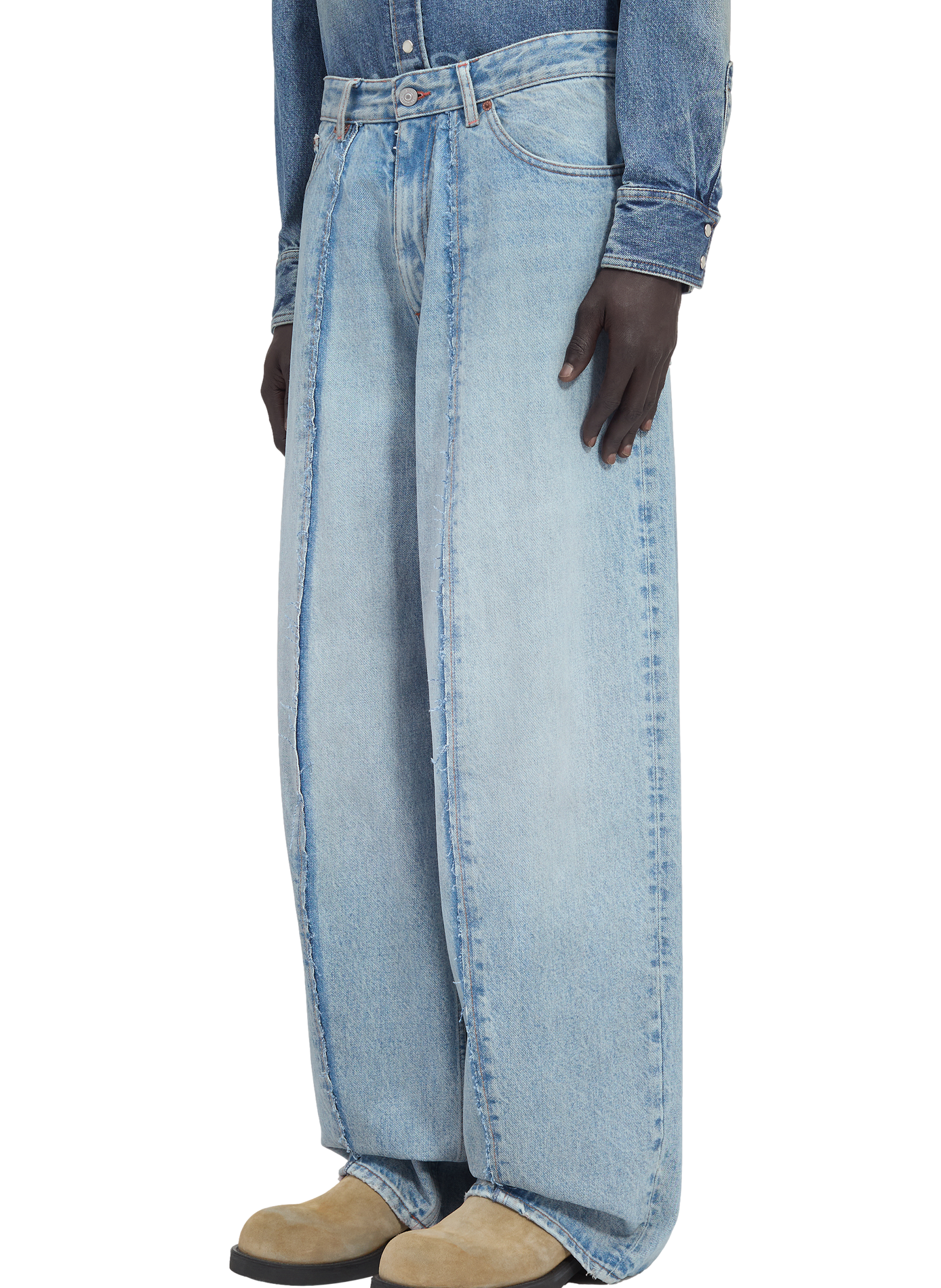 Jean large rond délavé MAISON MARGIELA Bleu