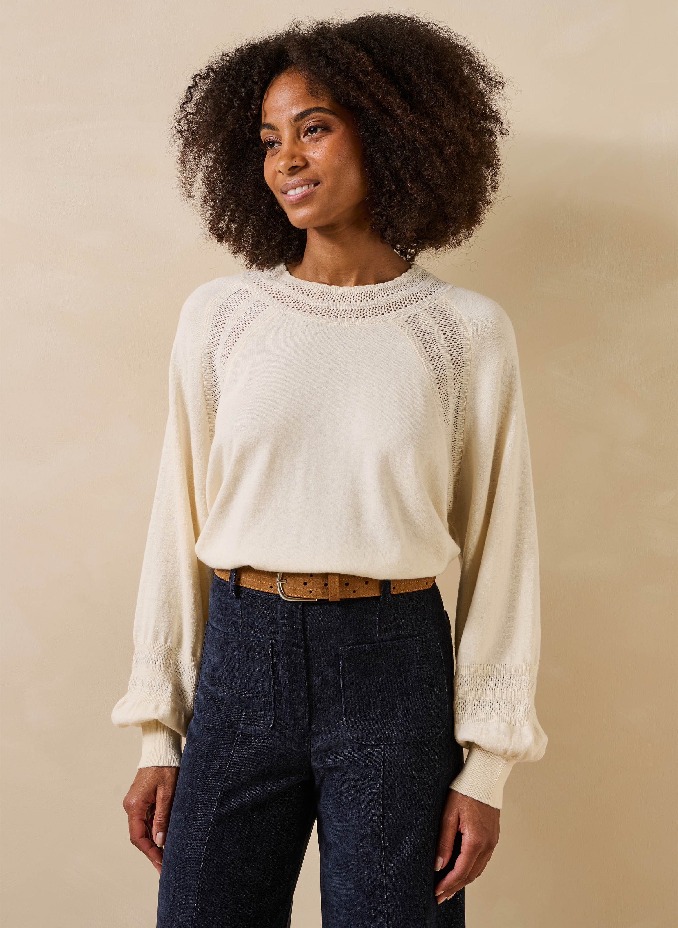 Oversized trui van wol en biologisch katoen LA FEE MARABOUTEE Wit
