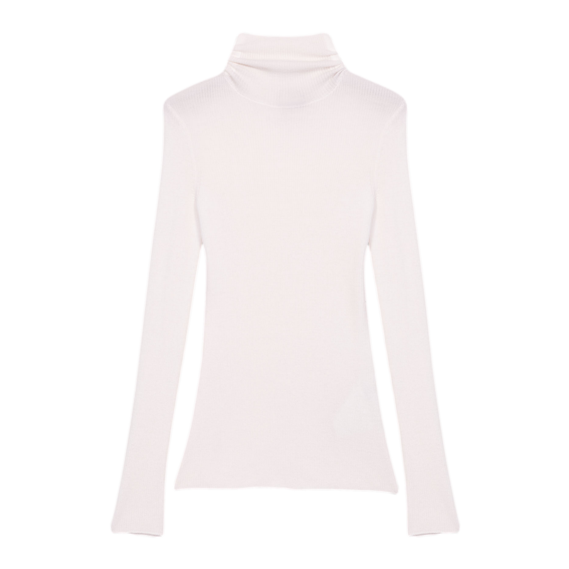 Pull col roulé en laine et en soie mélangés Beige