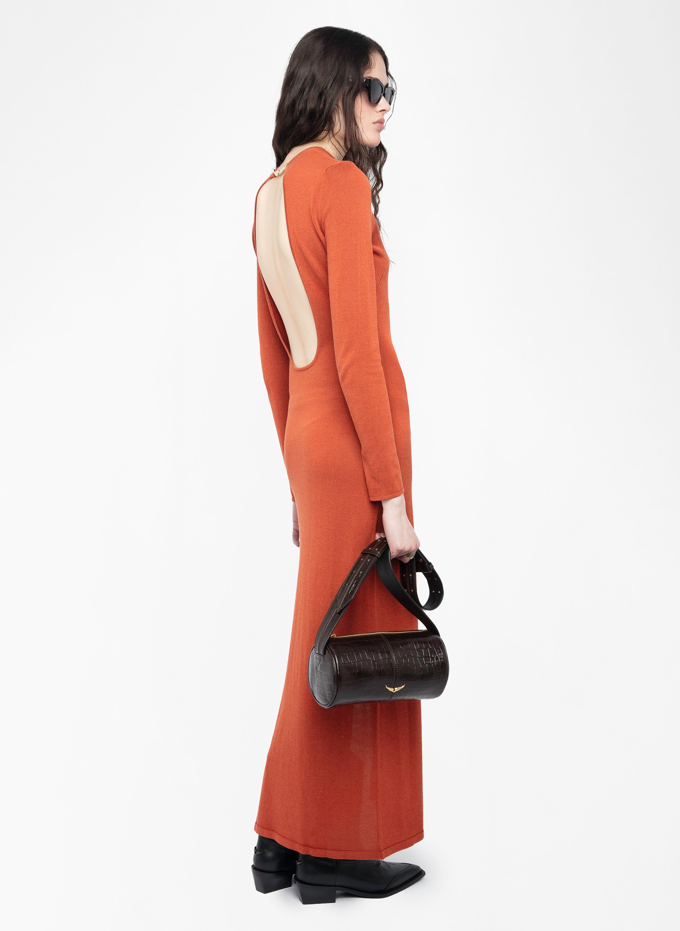 ZADIG&VOLTAIRE Robe longue col rond sarra Marron