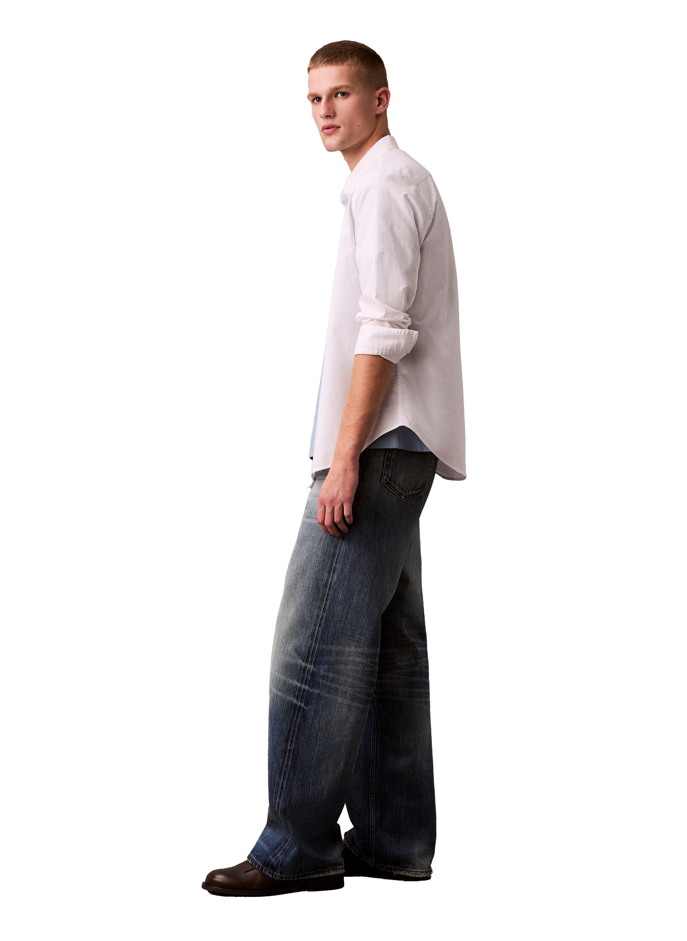 Chemise droite en coton mélangé CALVIN KLEIN Blanc