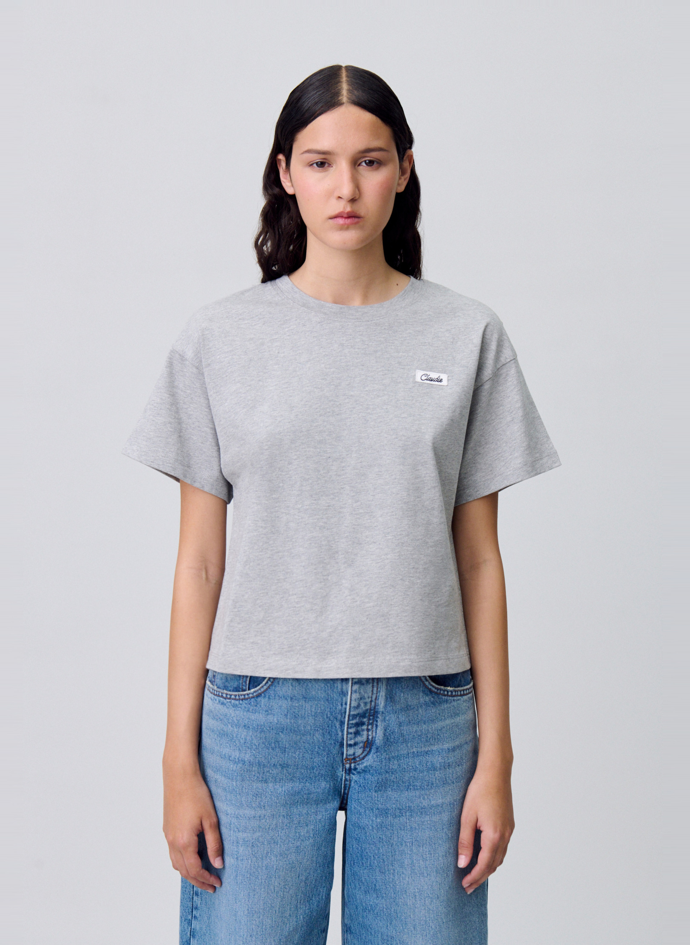 Tee-shirt droit en coton CLAUDIE PIERLOT Gris