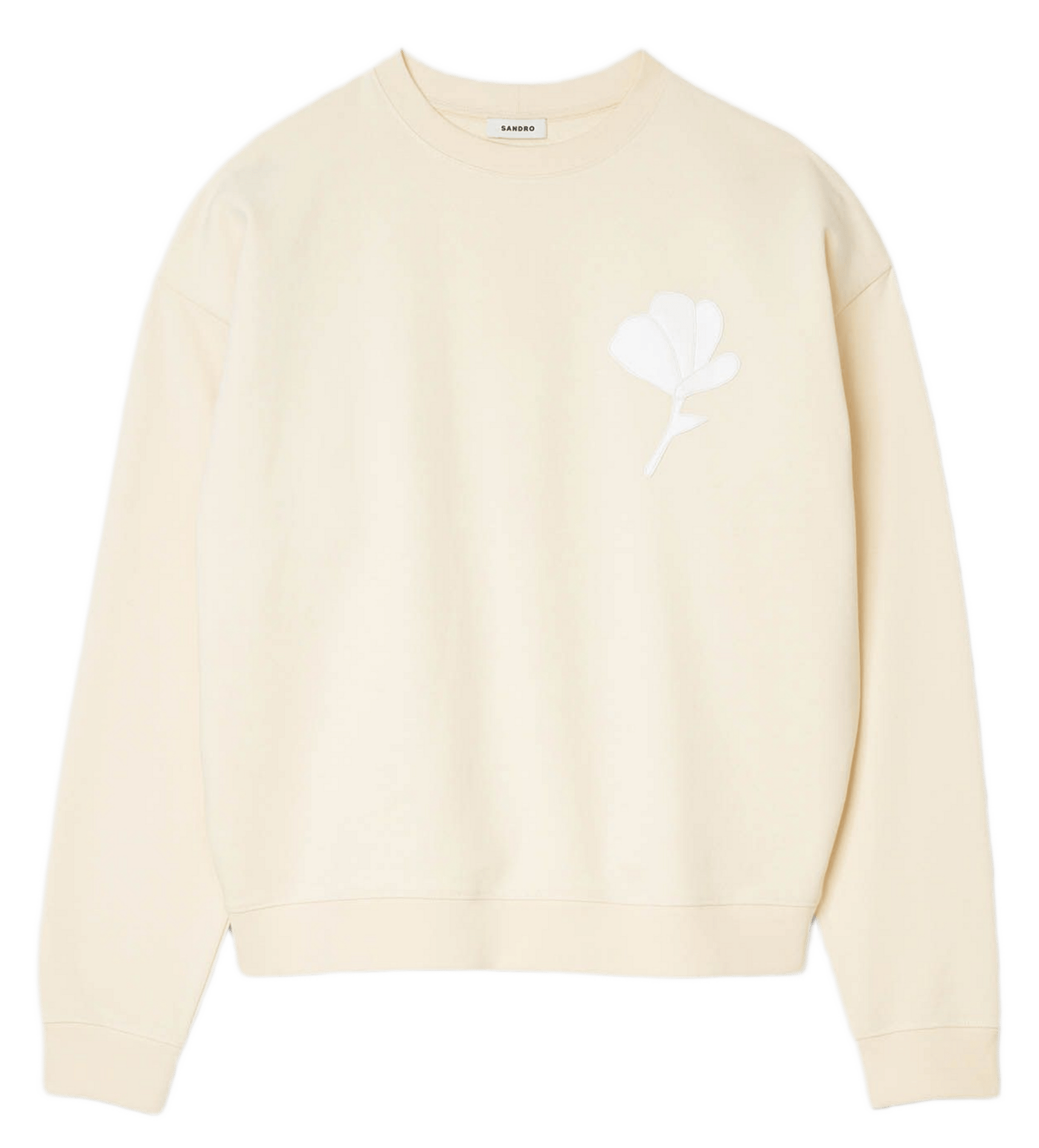 Sweat col rond en coton Beige