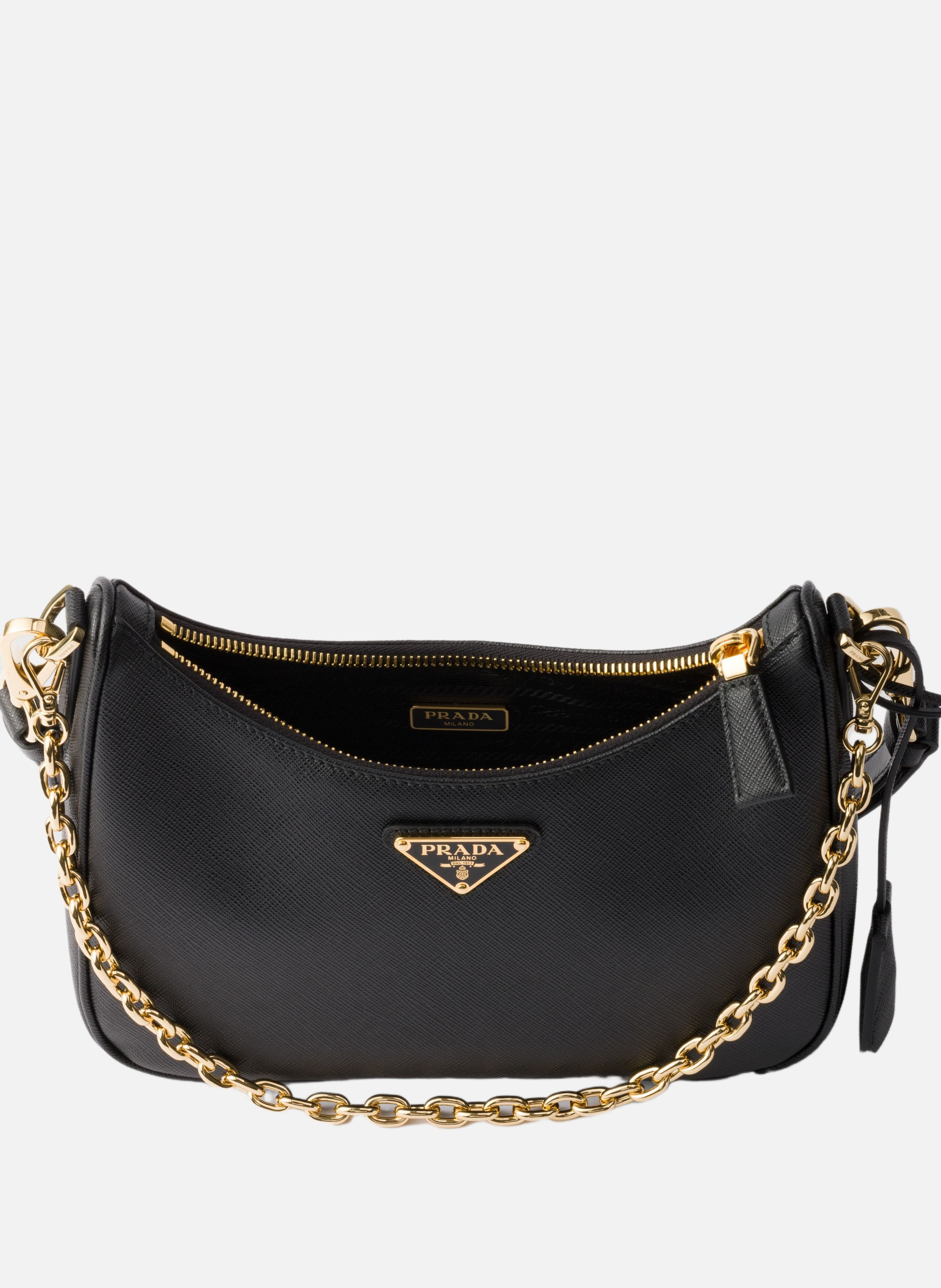 Mini sac prada re-edition en cuir saffiano PRADA Noir