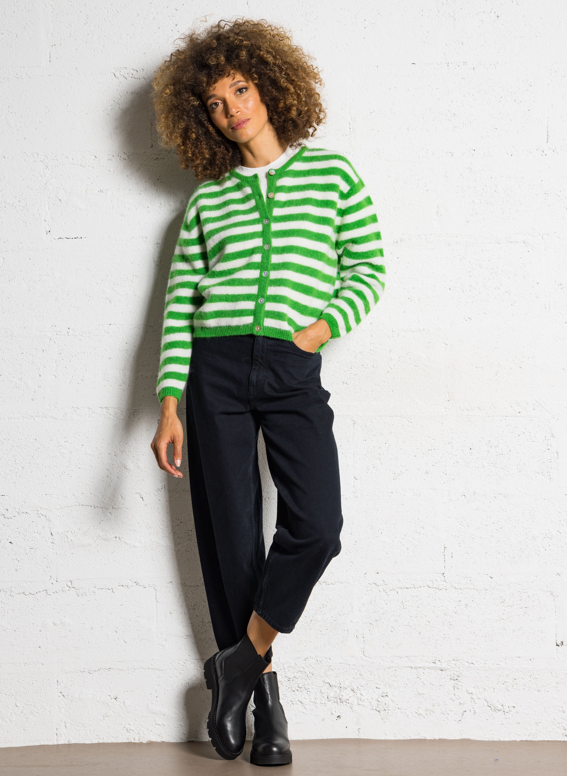 Gilet ample col rond en laine mélangée vitow AMERICAN VINTAGE Vert