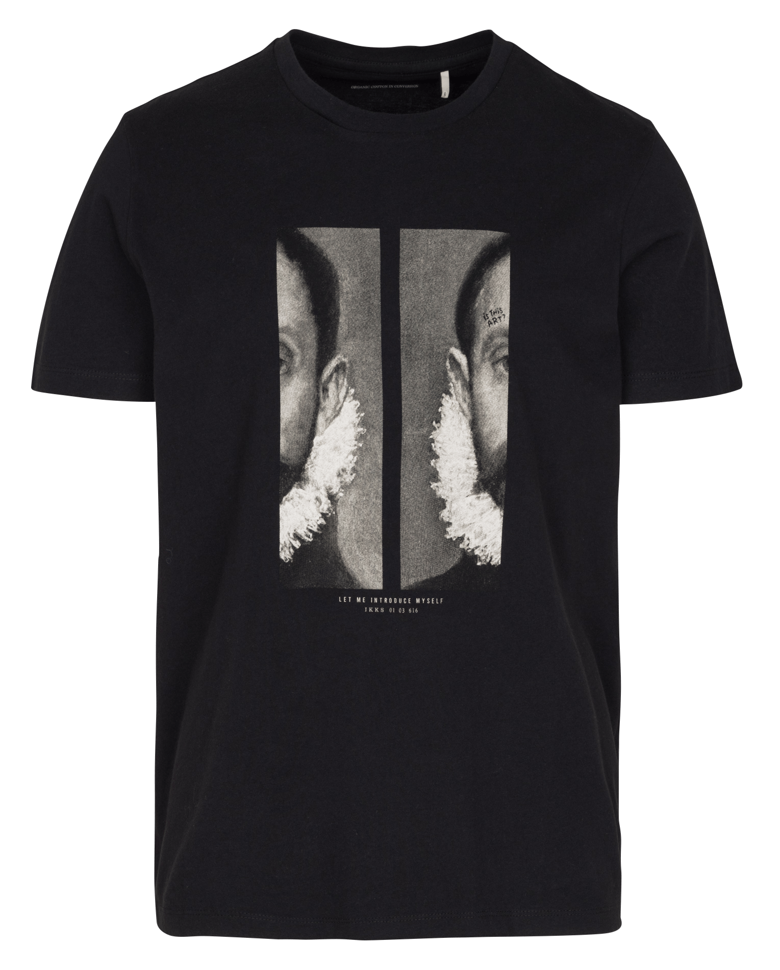 Tee-shirt droit en coton sérigraphié Noir