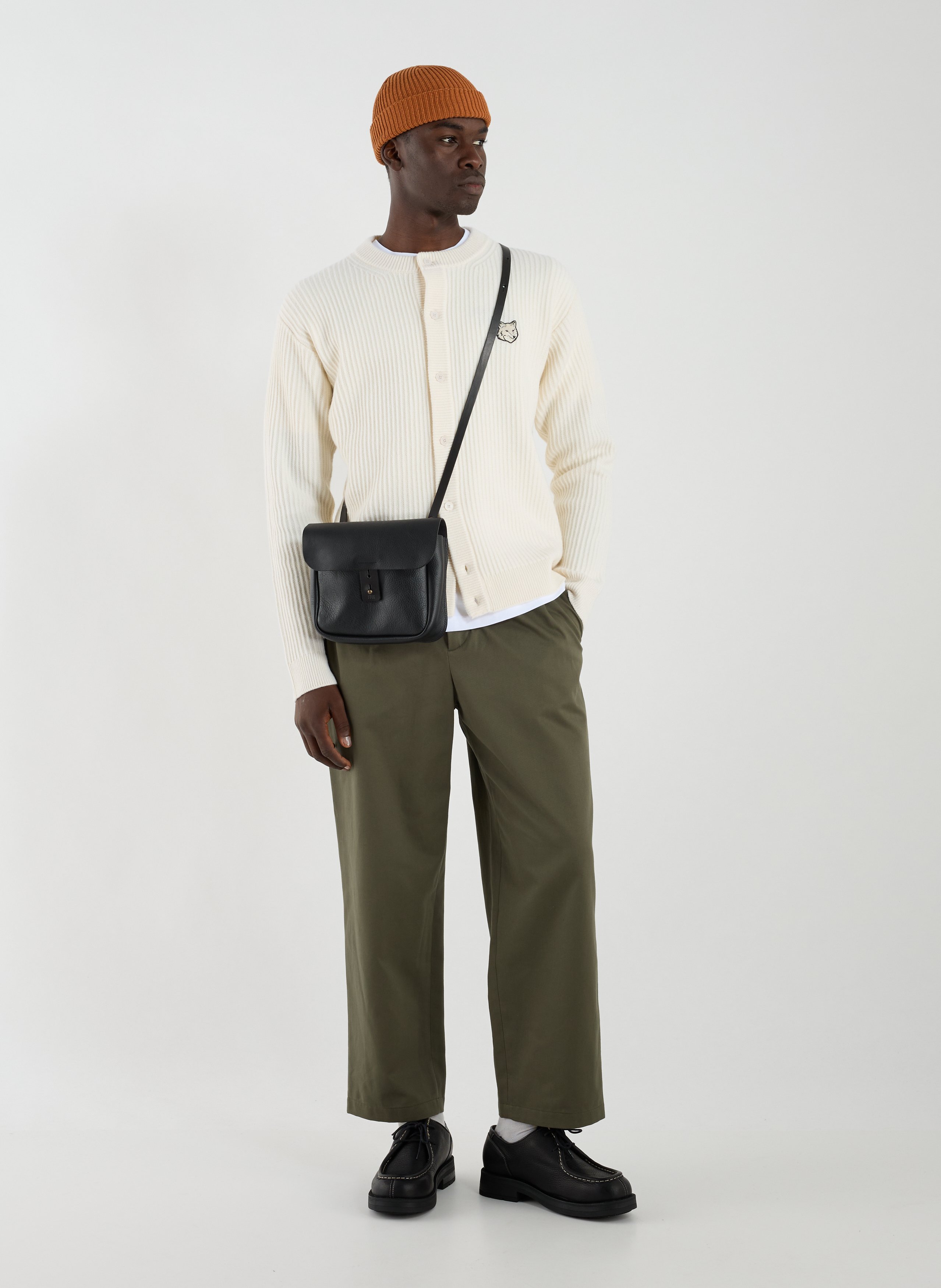 Ribbed wool cardigan MAISON KITSUNÉ Beige