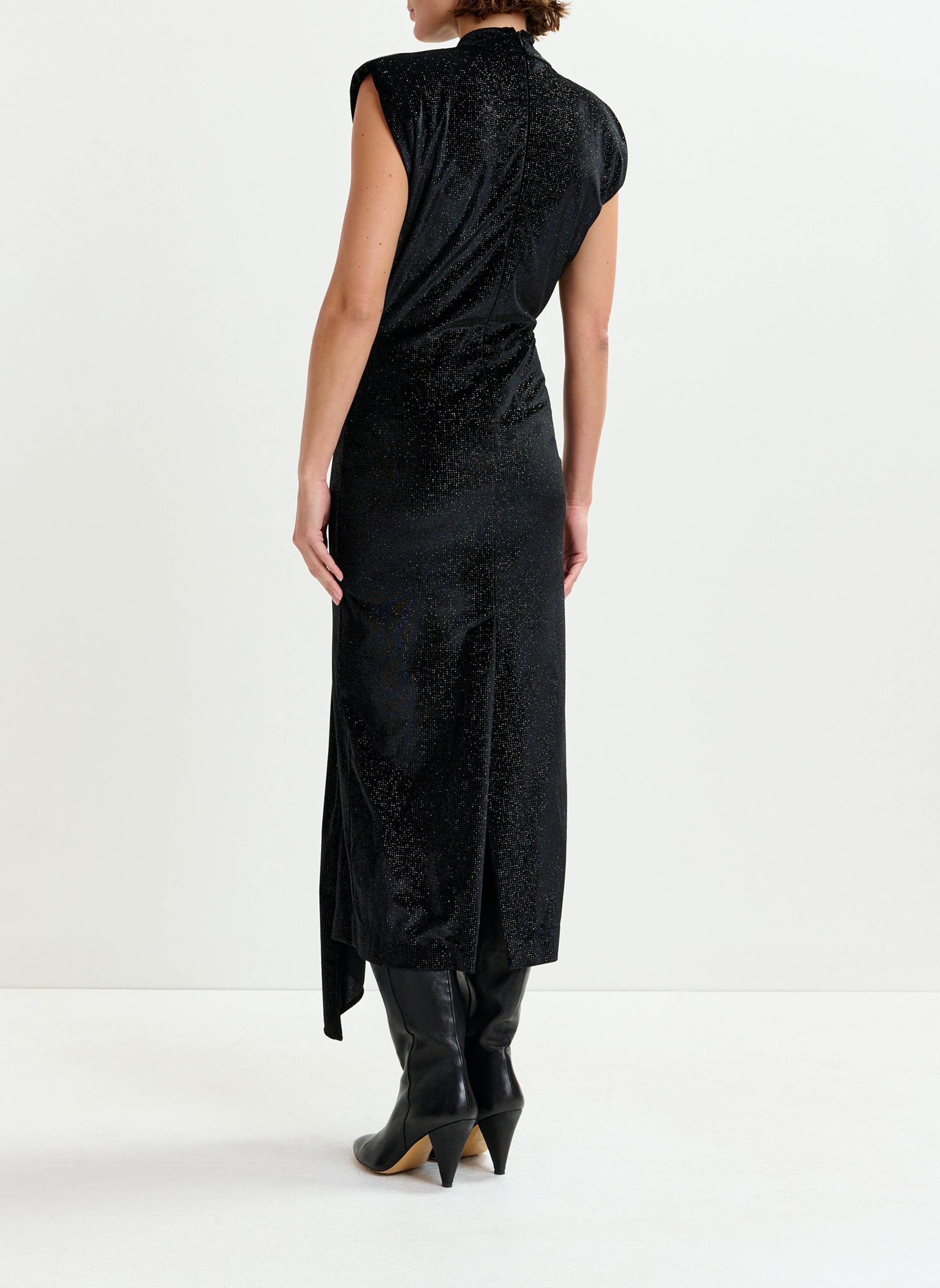 Robe midi drapée col montant inche ESSENTIEL ANTWERP Noir