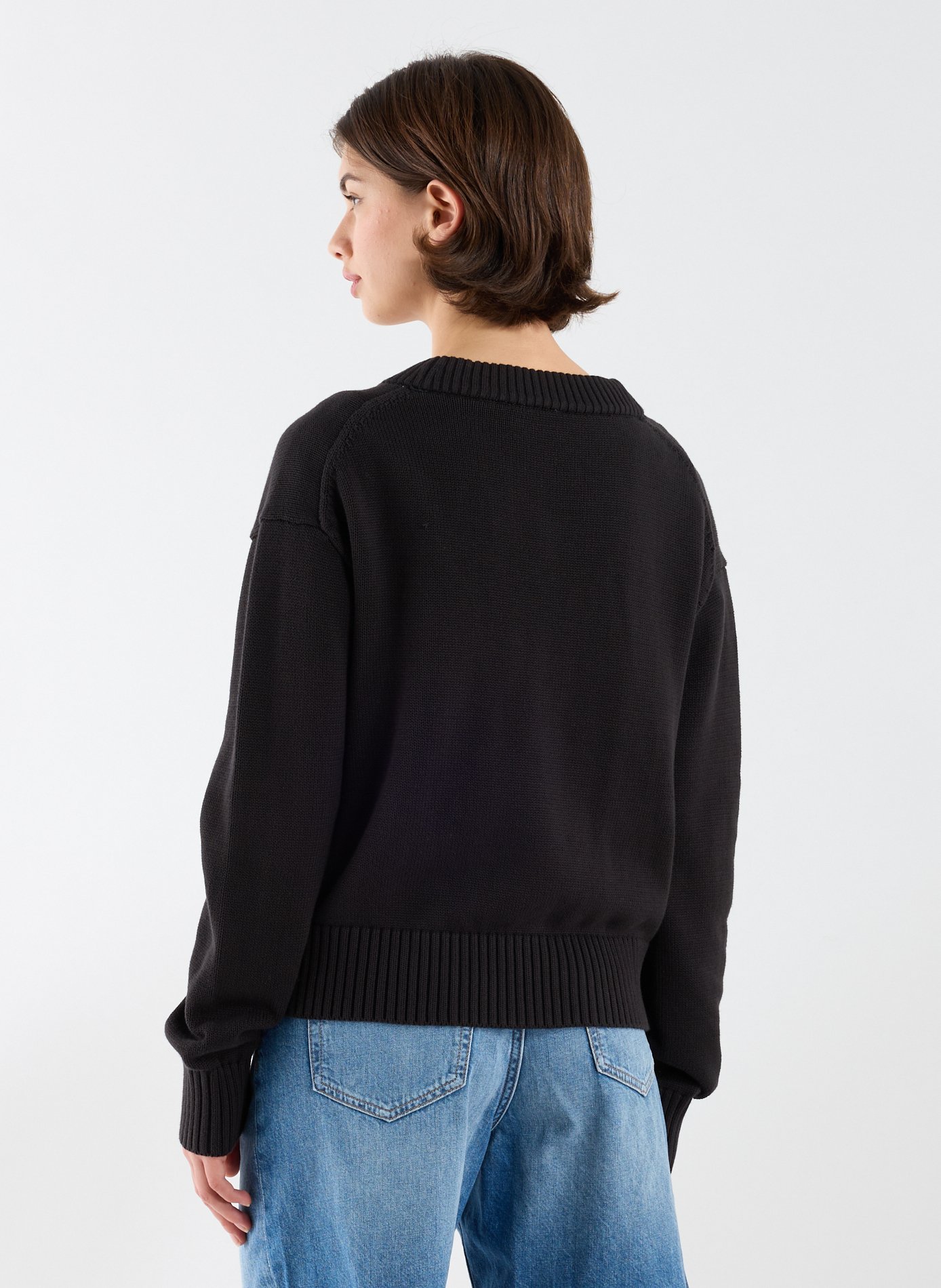 Cotton V-neck jumper CALVIN KLEIN Black