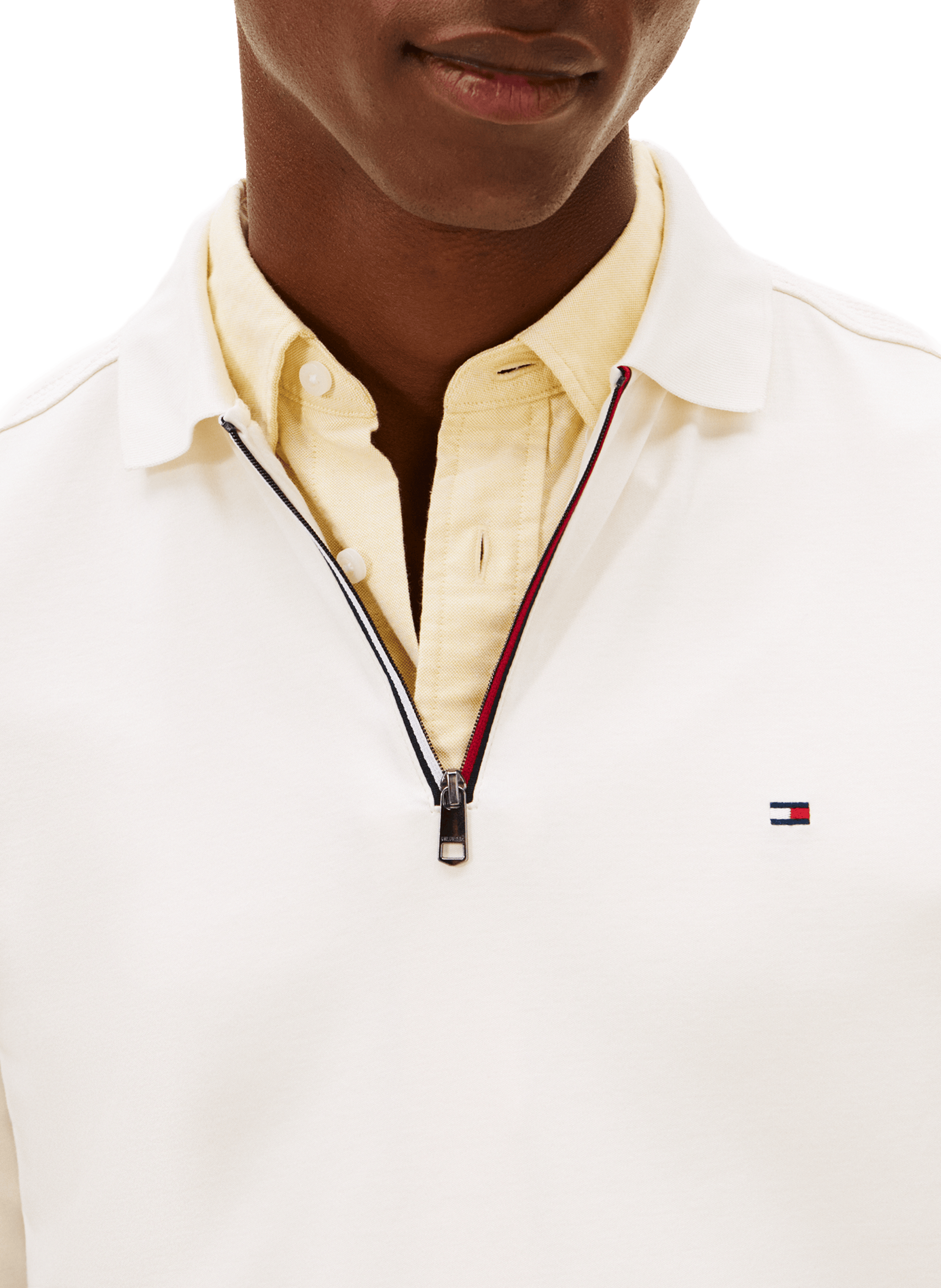 Long-sleeved zip-neck polo TOMMY HILFIGER Beige