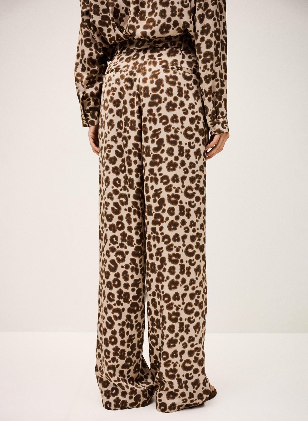 Pantalon large satiné à motif léopard bloy BA&SH Beige