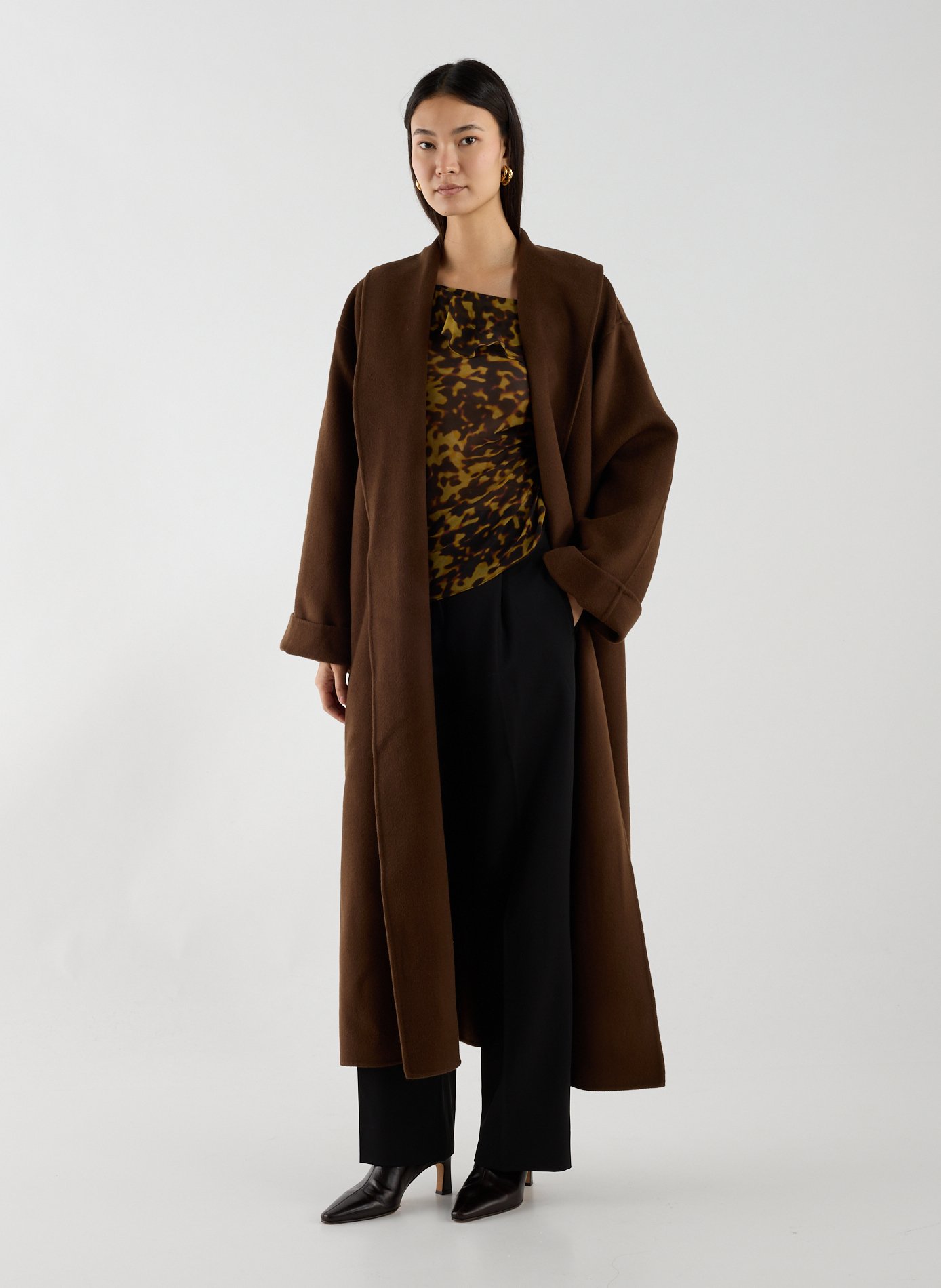 BY MALENE BIRGER Manteau col châle en laine Marron