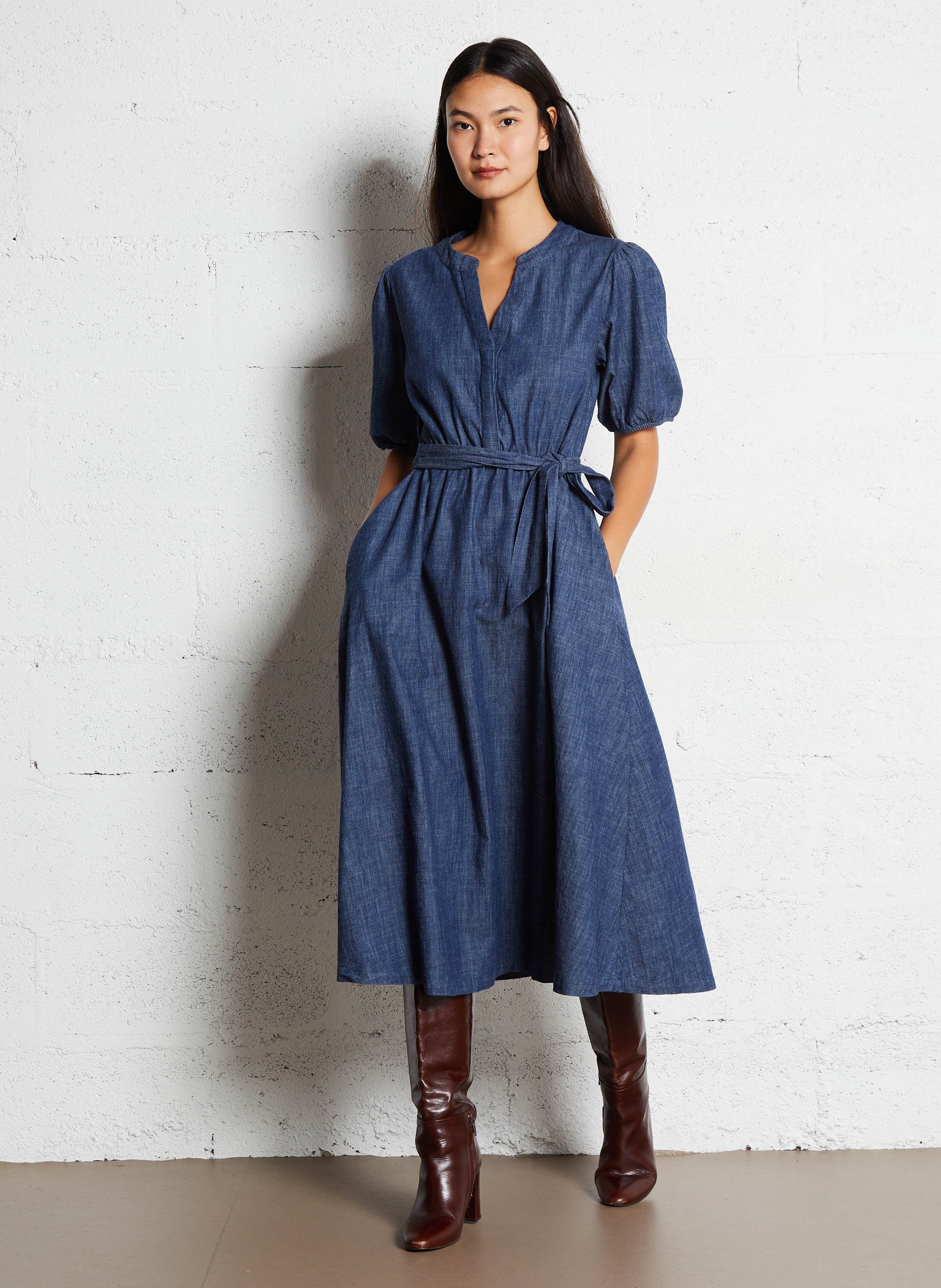 Robe longue en coton mélangé linda MAISON 123 Gris