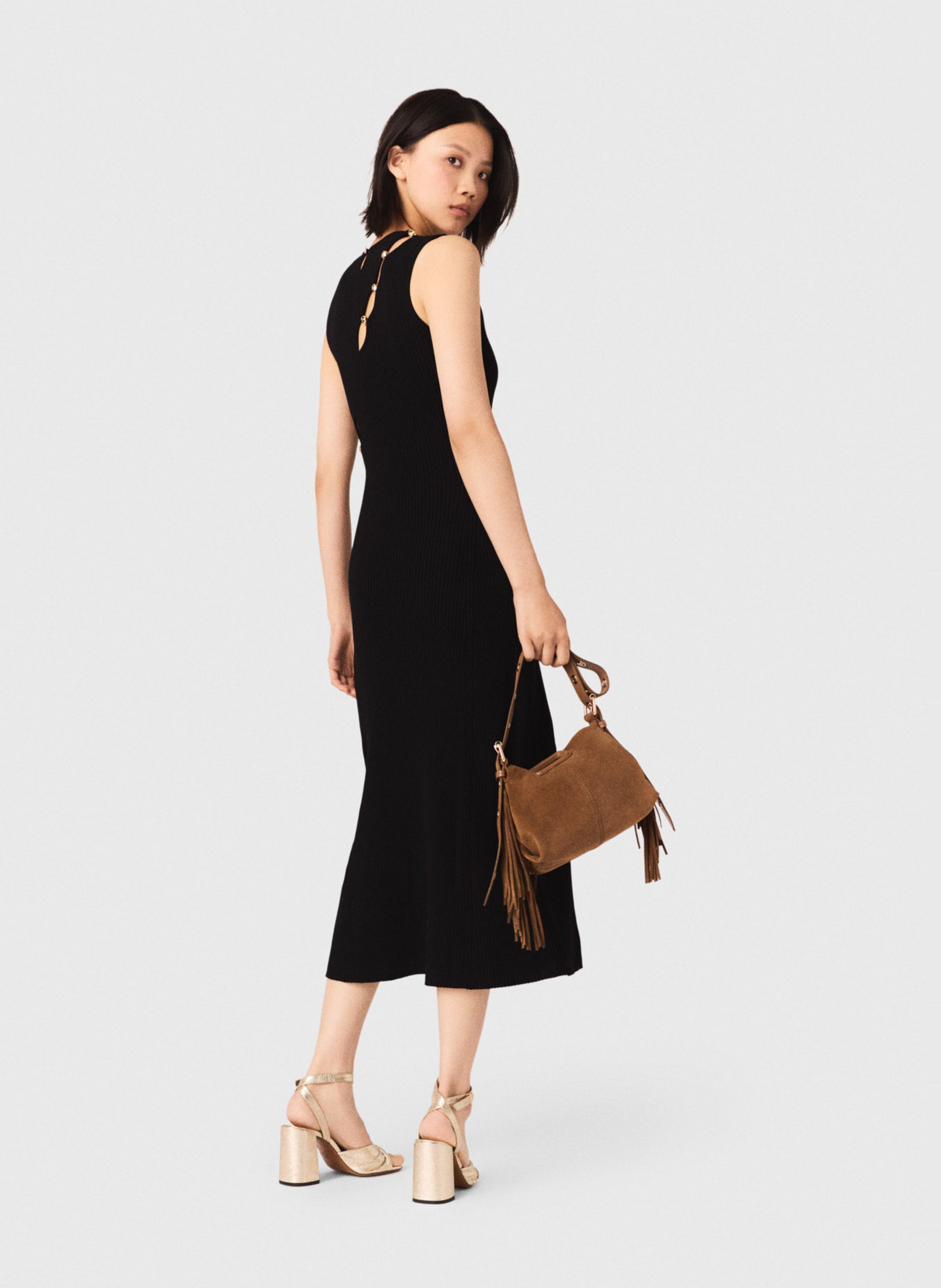 Robe midi col rond MAJE Noir