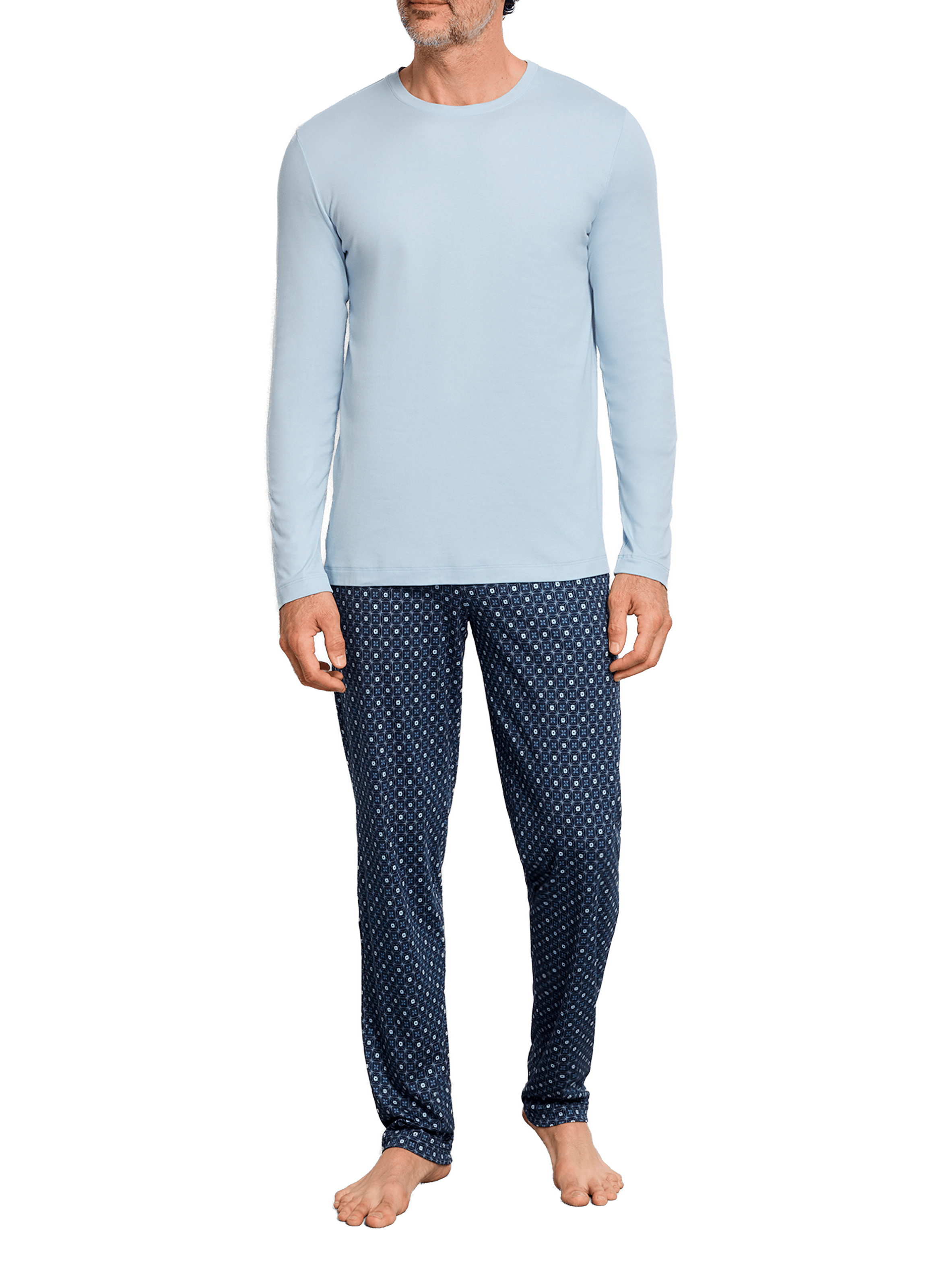 Ensemble de pyjama long en coton HANRO Bleu