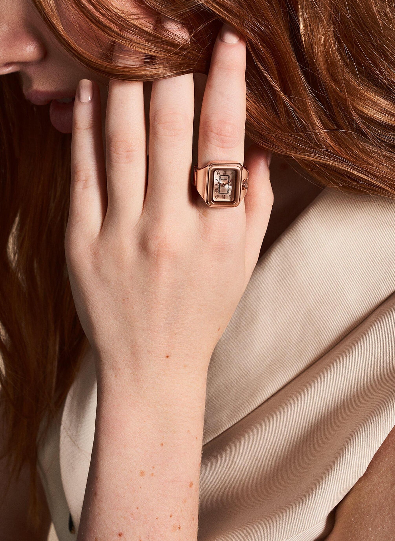 Montre quartz bague en acier FOSSIL Rose