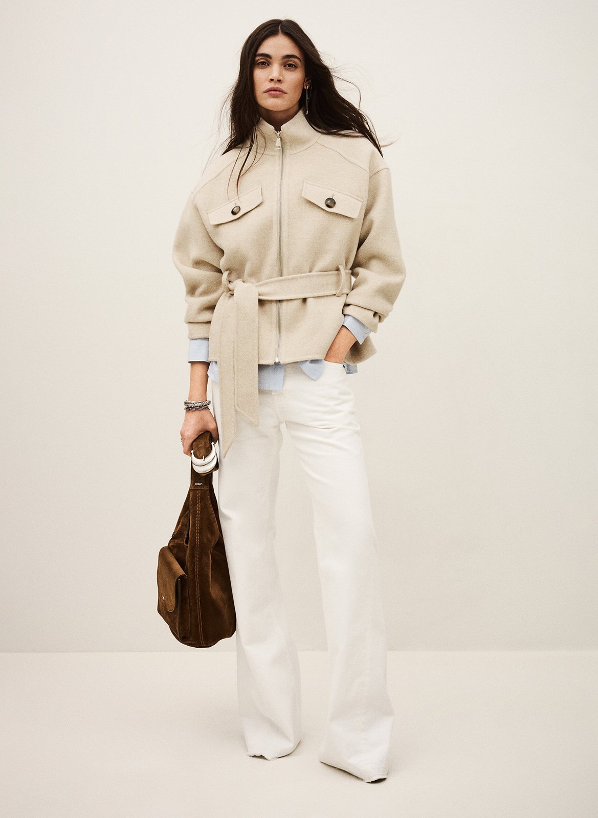 Manteau ample ceinturé en laine mélangée lerica BA&SH Beige