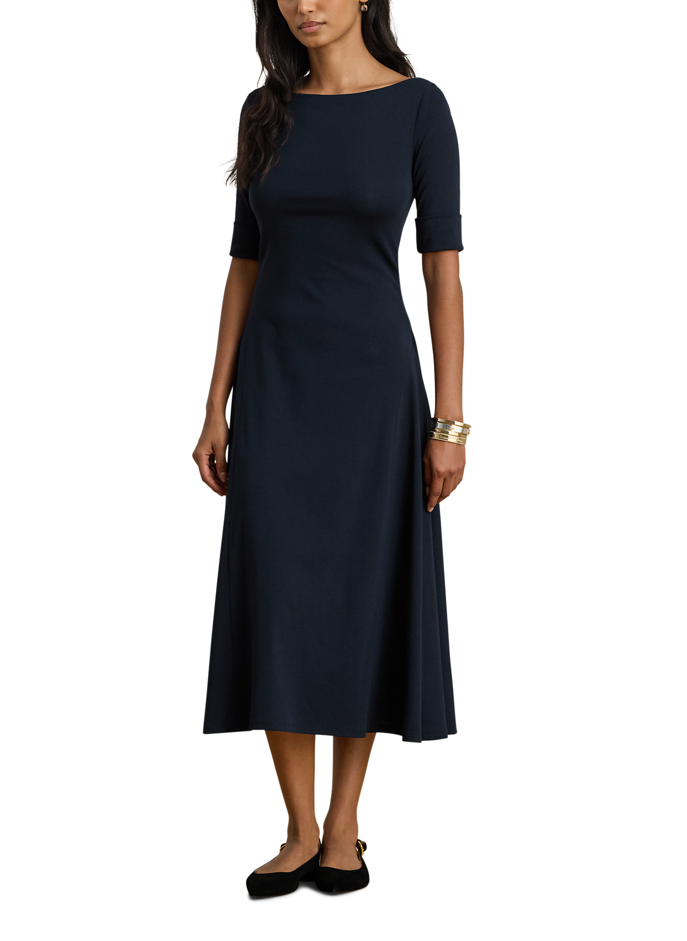 Flared cotton dress LAUREN Blue