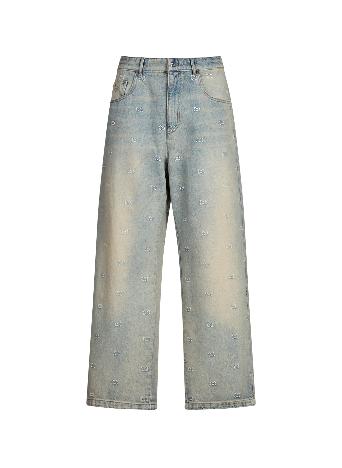 Jeans délavé en coton MOUTY Bleu
