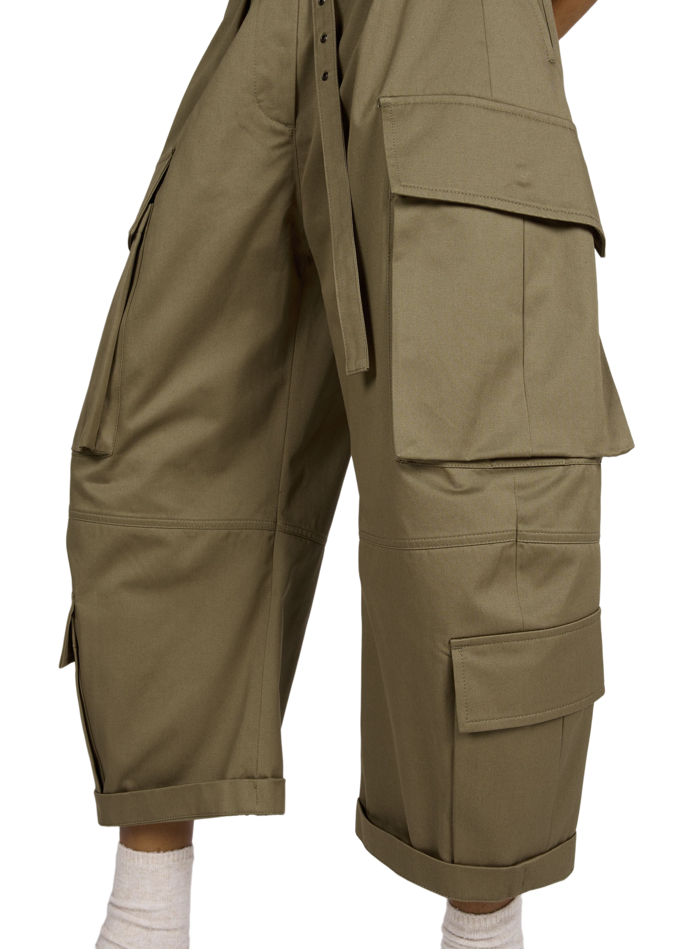 Pantalon cargo 7/8 en coton ACNE STUDIOS Kaki