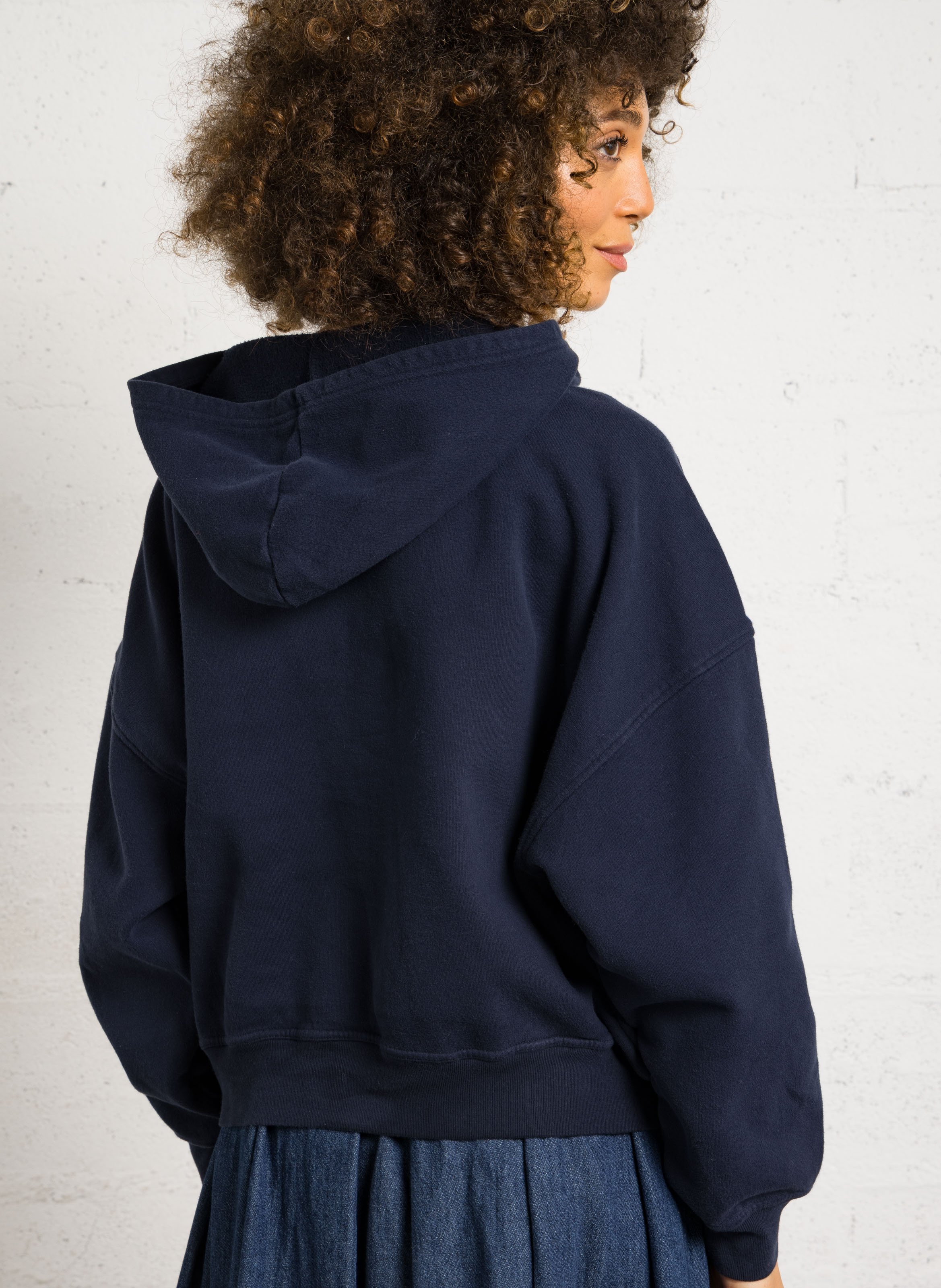 Sweat oversize à capuche en coton plizzy AMERICAN VINTAGE Bleu