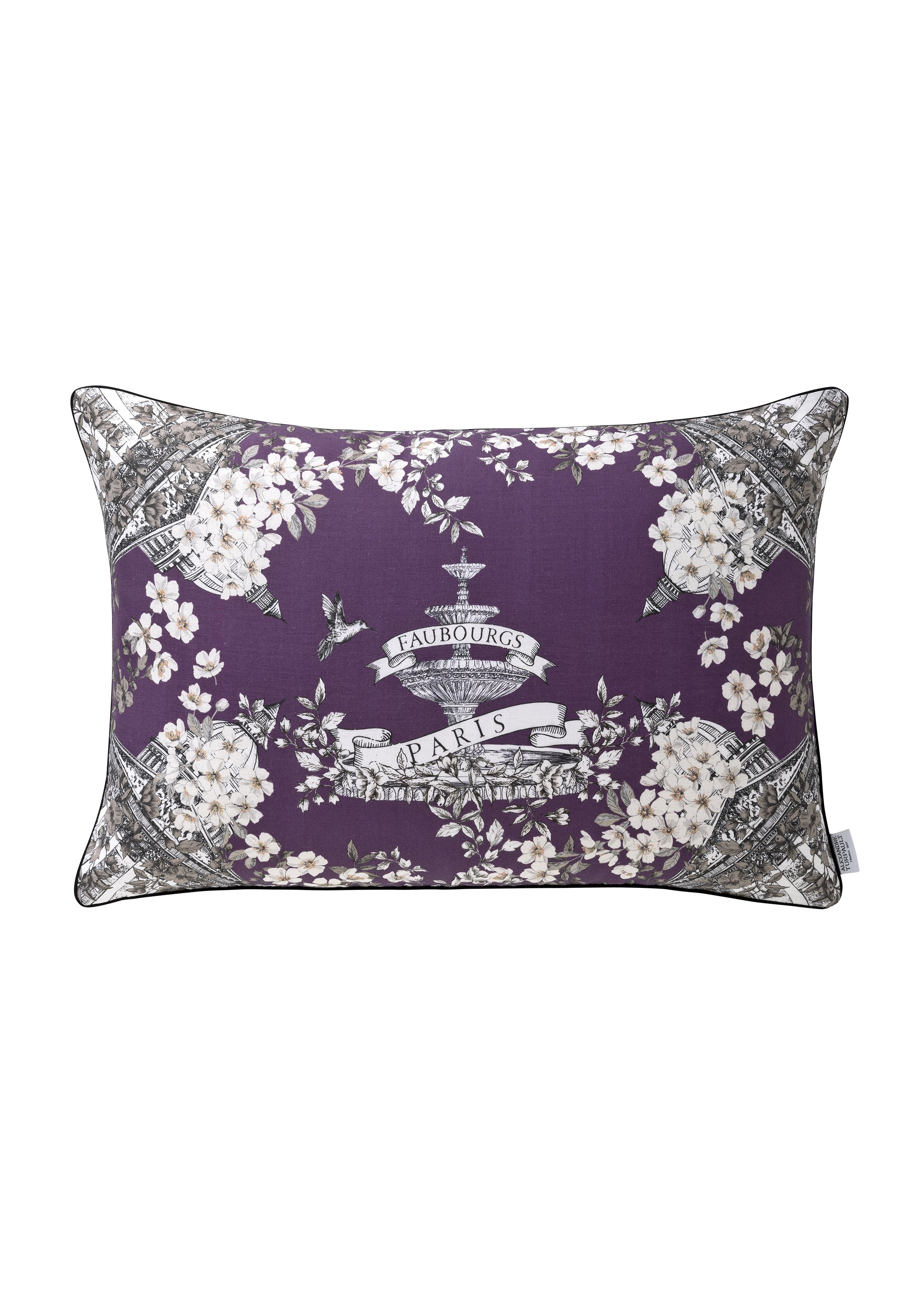 Housse de coussin imprimée en lin, faubourg ALEXANDRE TURPAULT Violet